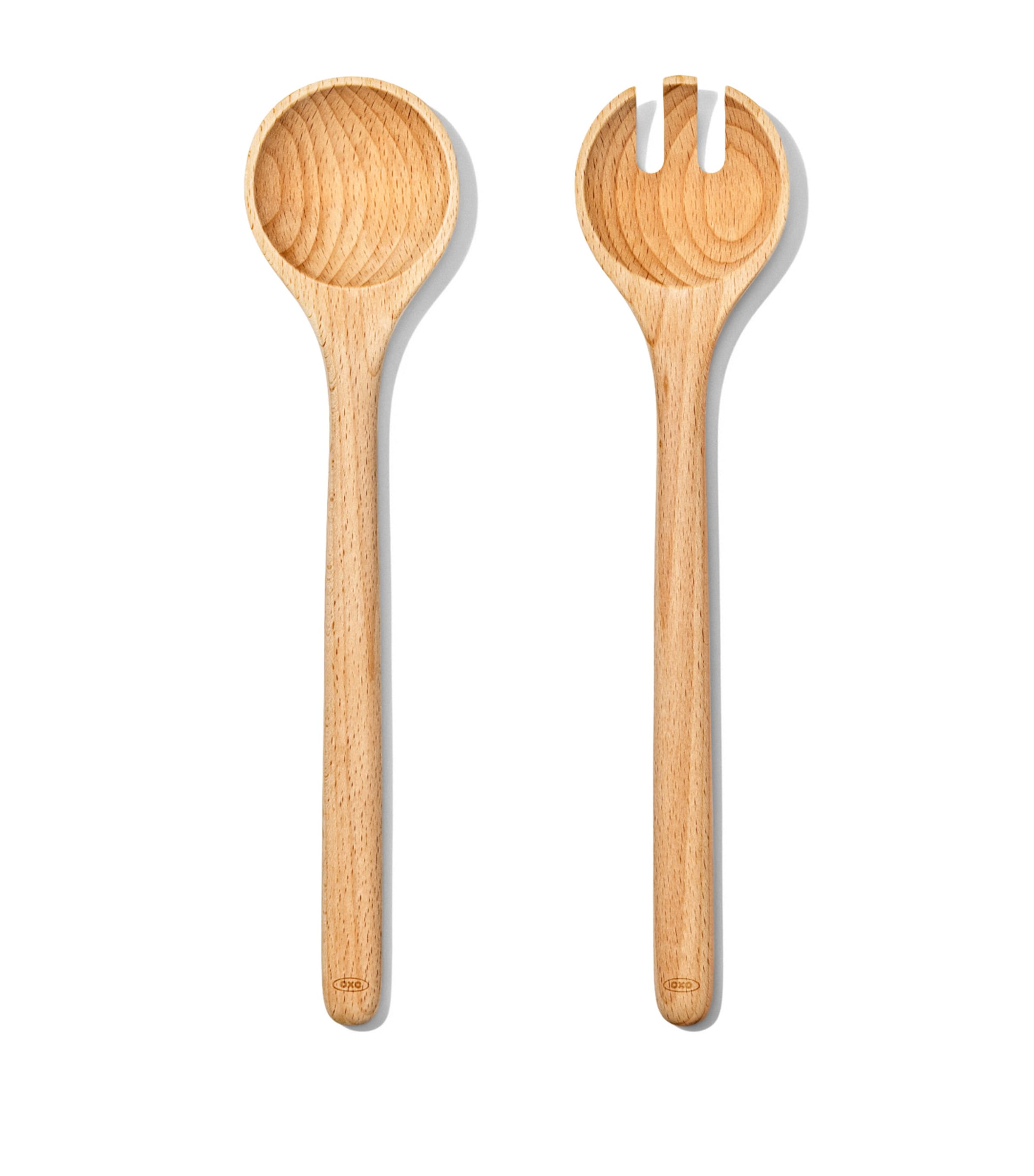 Oxo Set of 2 Wood Good Grips Salad Servers Beechwood Brown Image 1