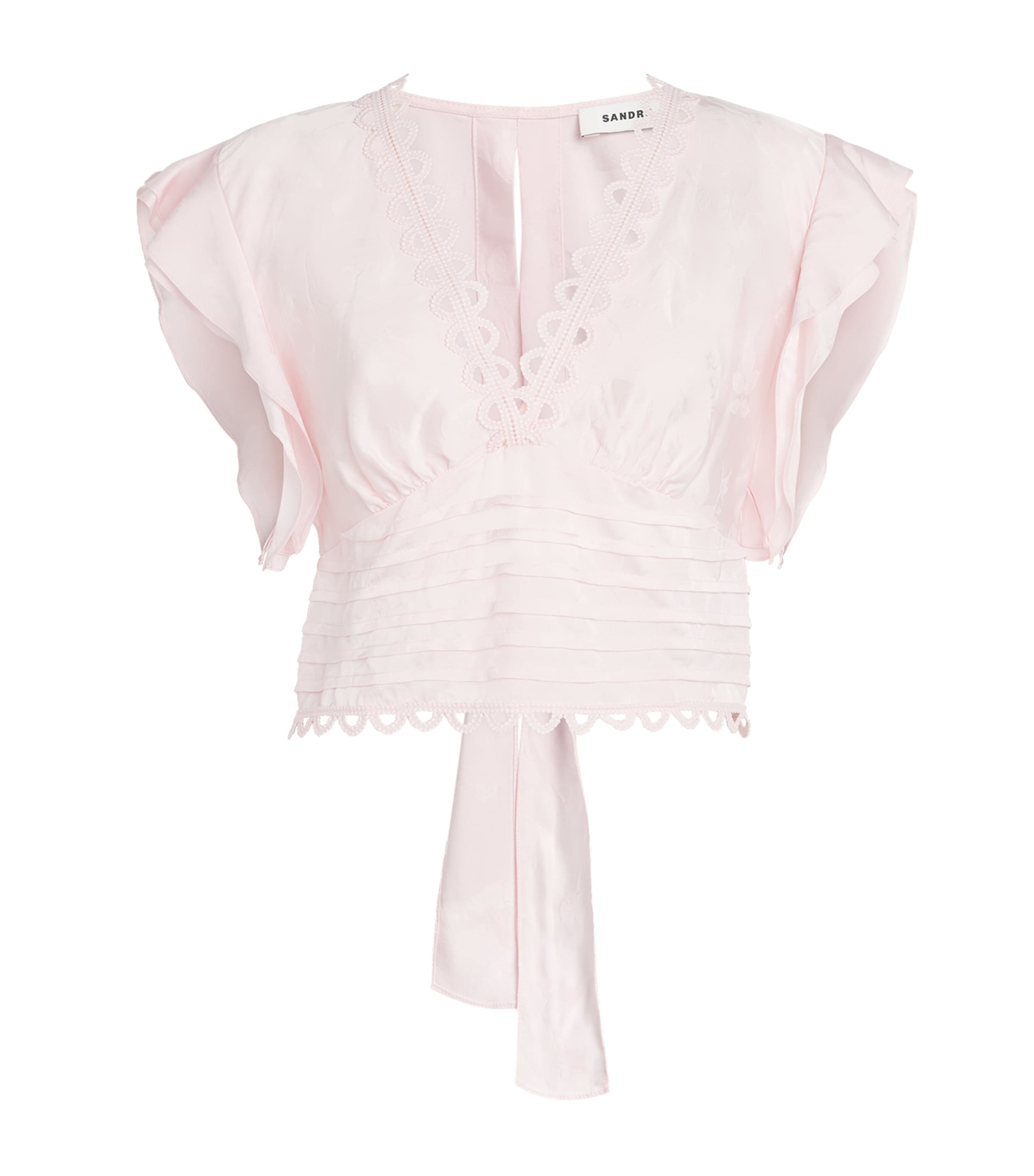 Sandro Paris Womens Tie-Back Crop Top Pink Image 1