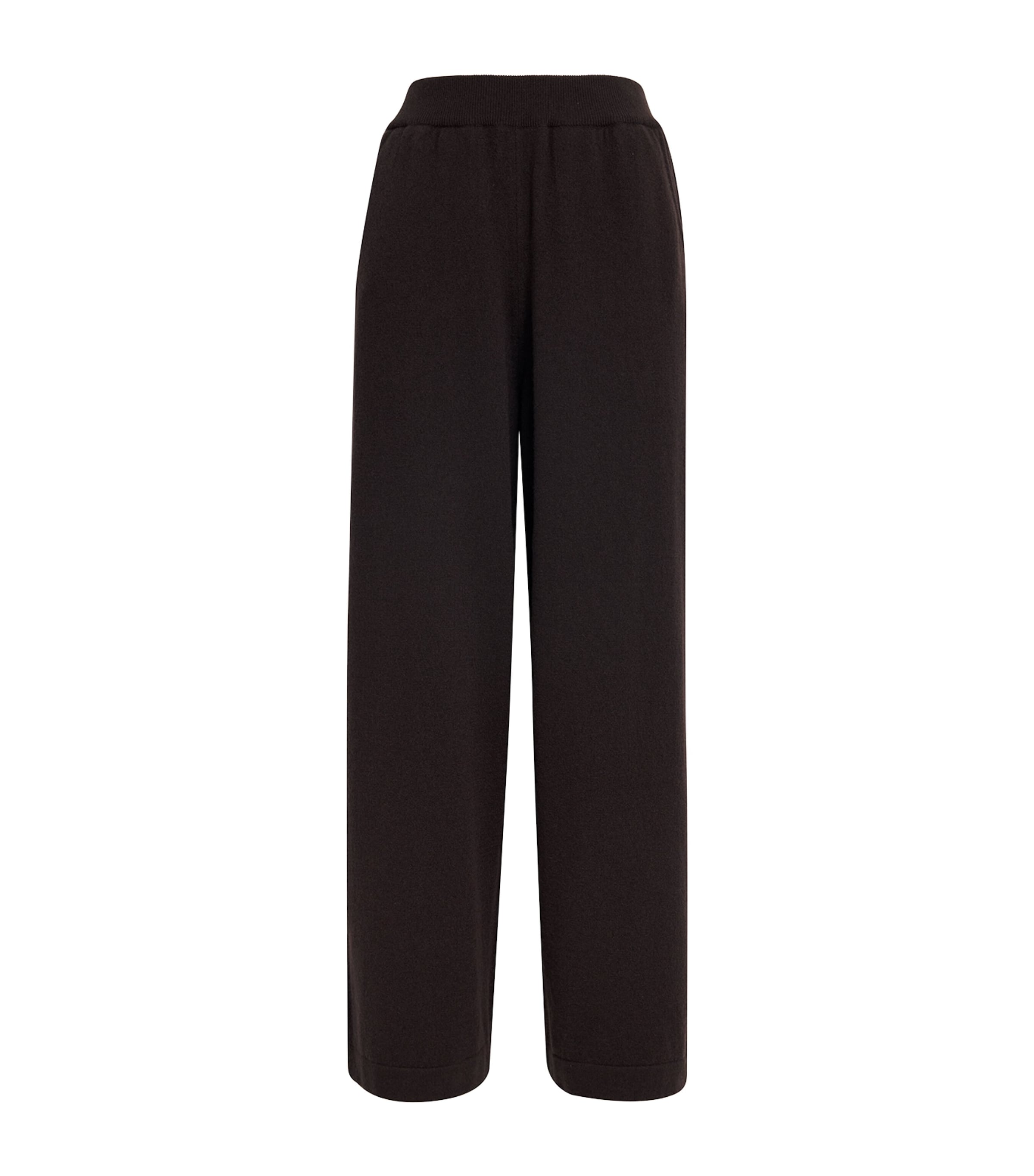 Johnstons Of Elgin Cashmere-blend Wide-leg Sweatpants In Black