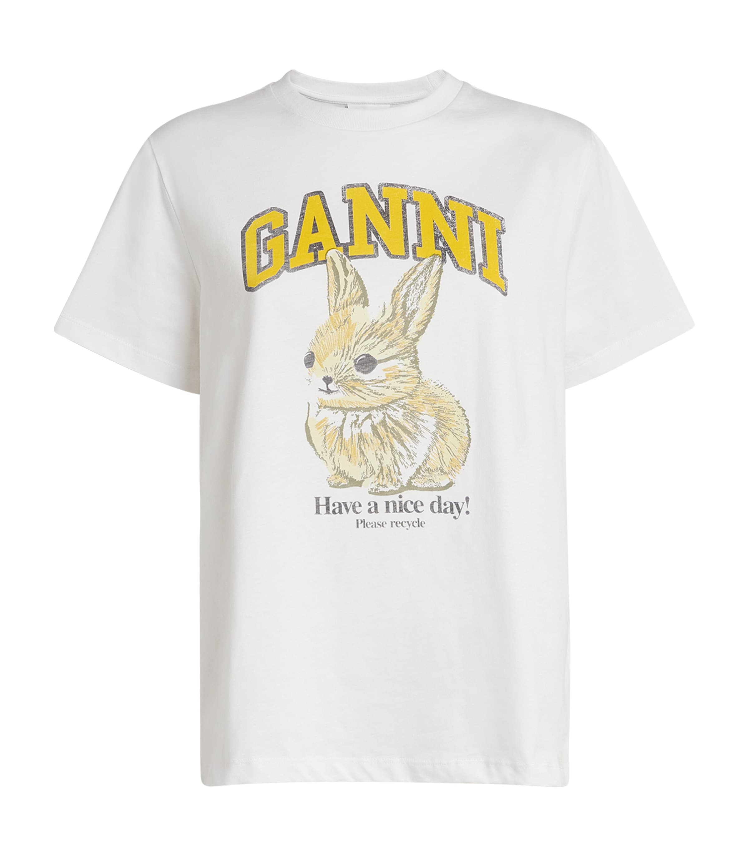 Ganni Organic Cotton Bunny T-shirt In White