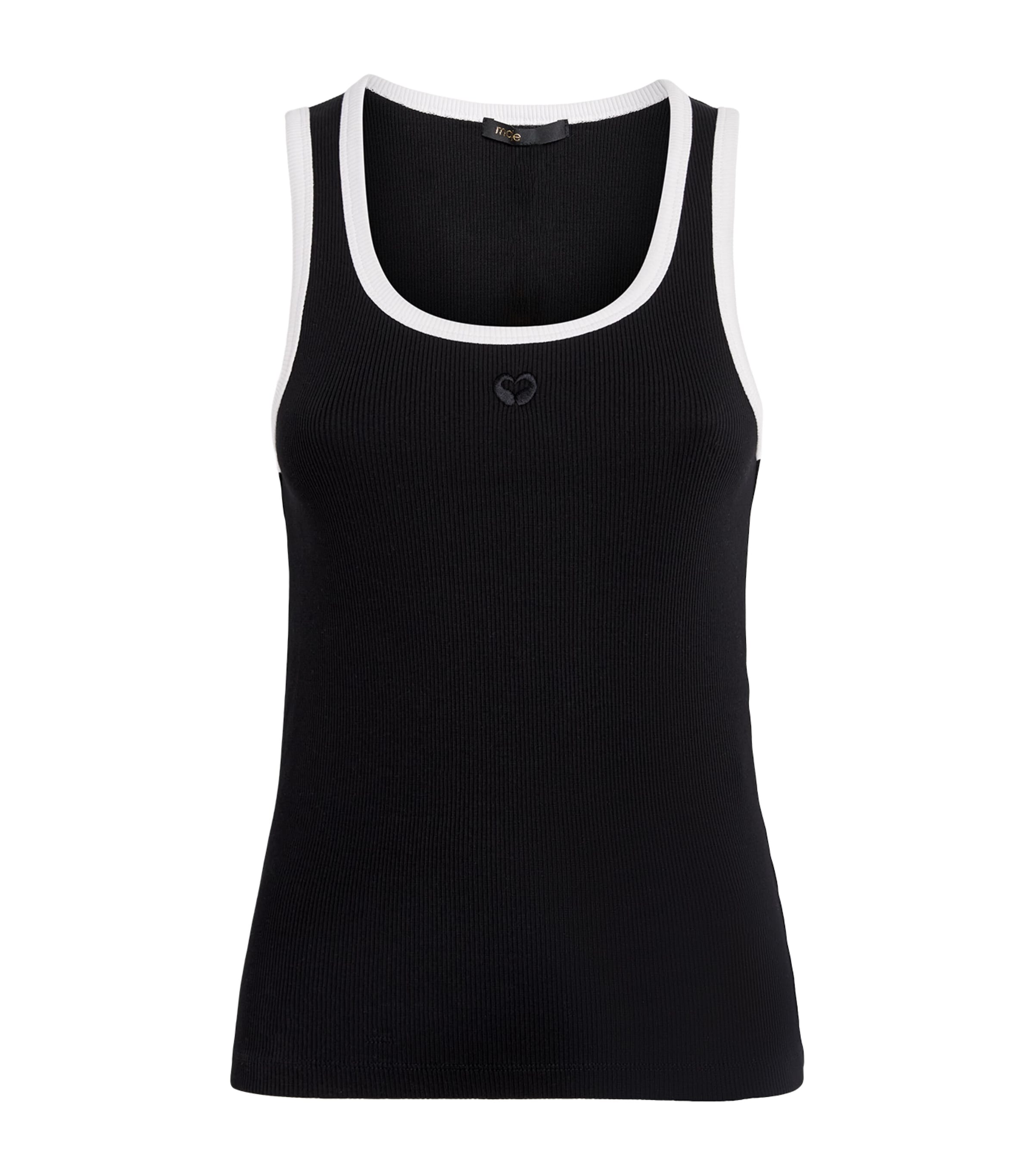 Maje Womens Embroidered Logo Tank Top Black / White Image 1