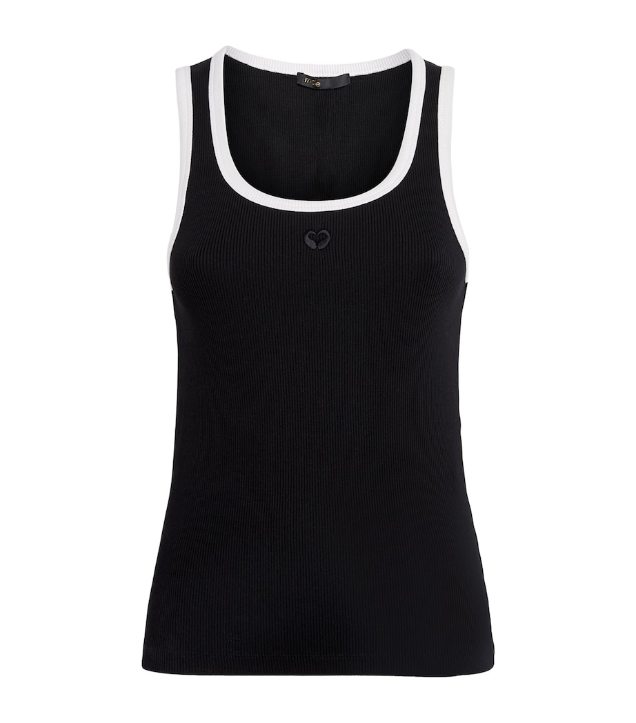 Maje Womens Embroidered Logo Tank Top Black / White Image 1