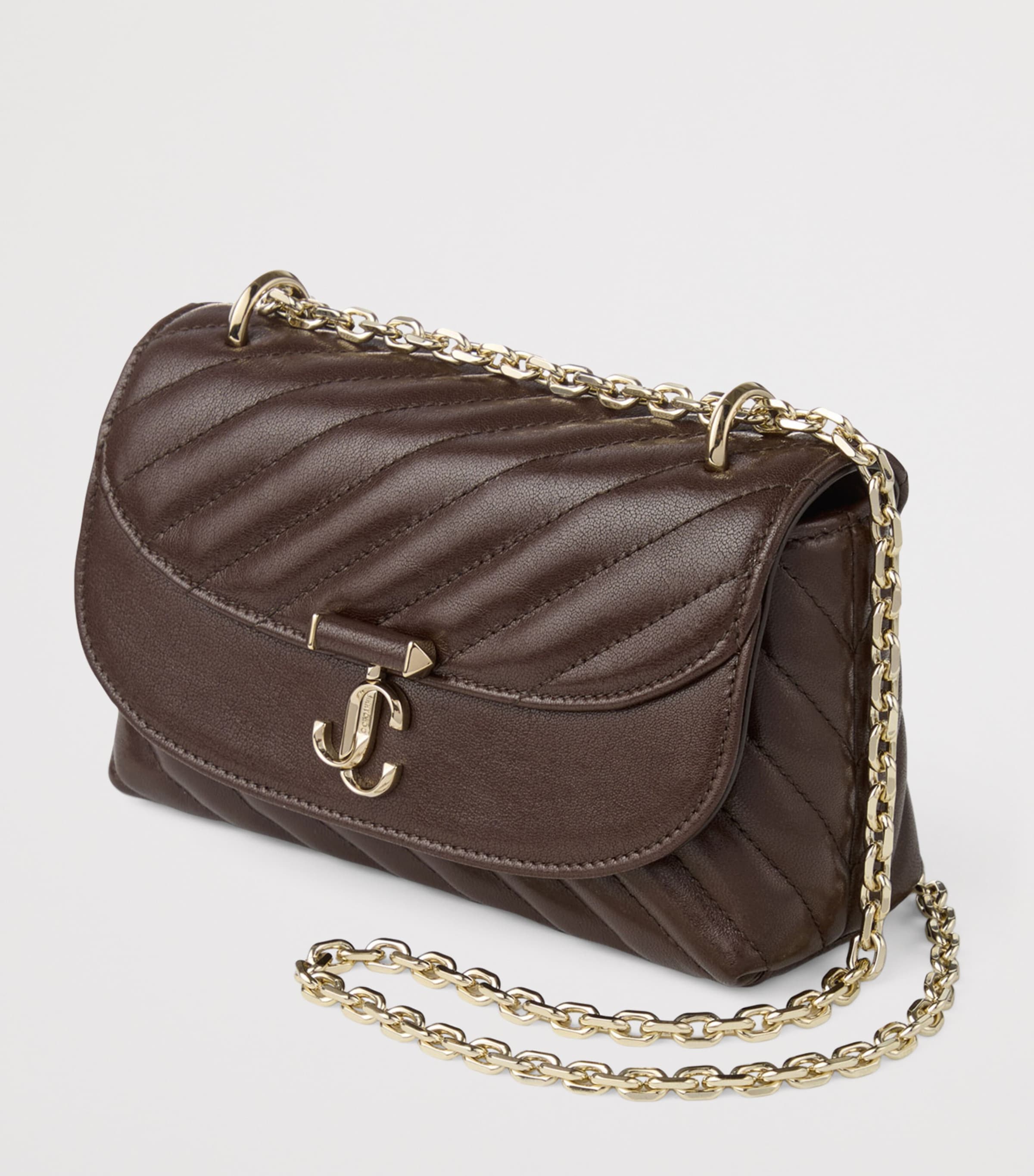 Jimmy Choo Leather Curve Cross-Body Bag Chocolate/shiny Gold Image 3
