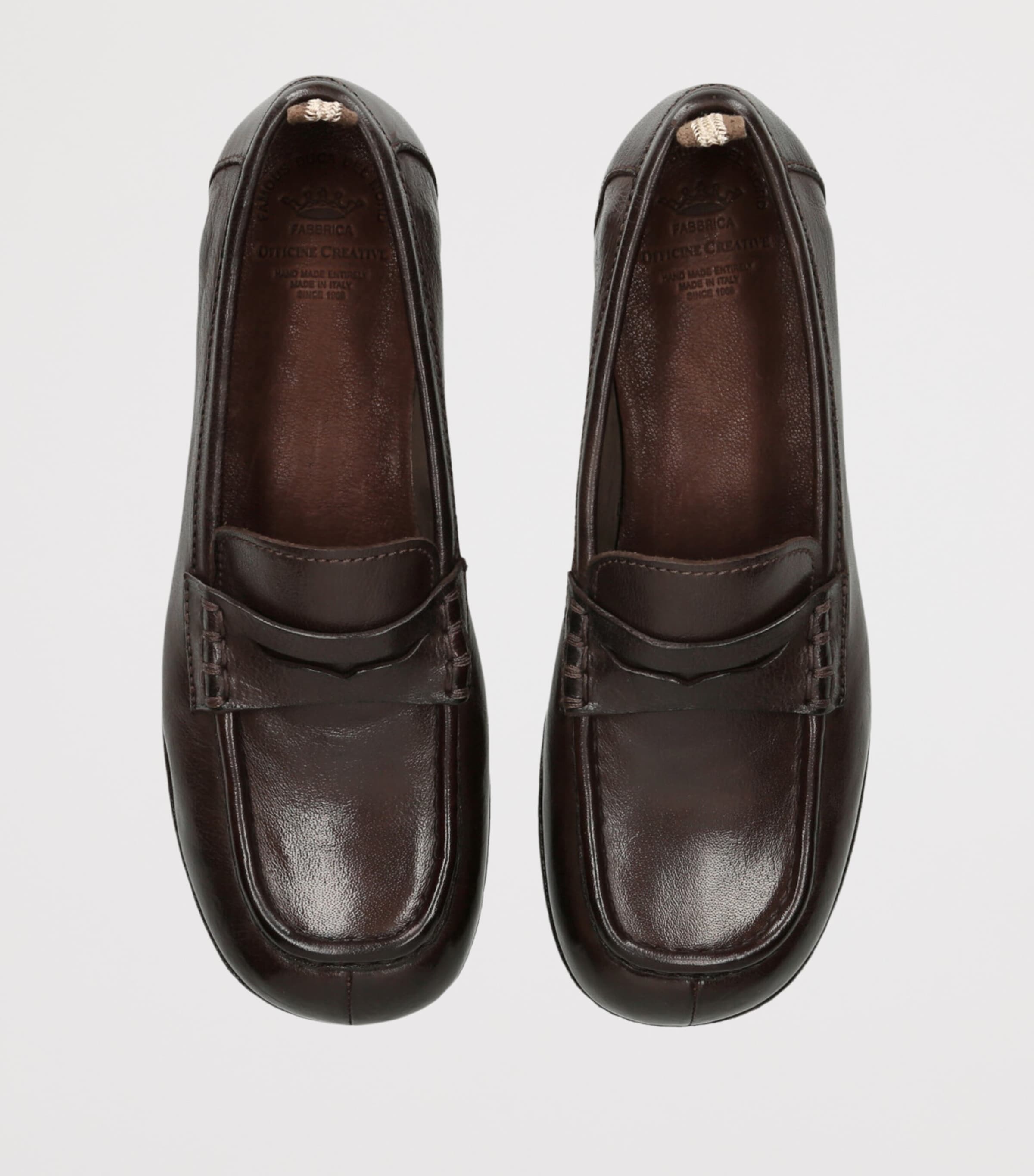 Officine Creative Leather Badge Loafers Dark Brown Image 3