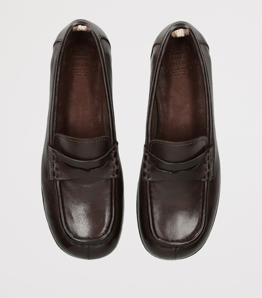 Officine Creative Leather Badge Loafers Dark Brown Image 3