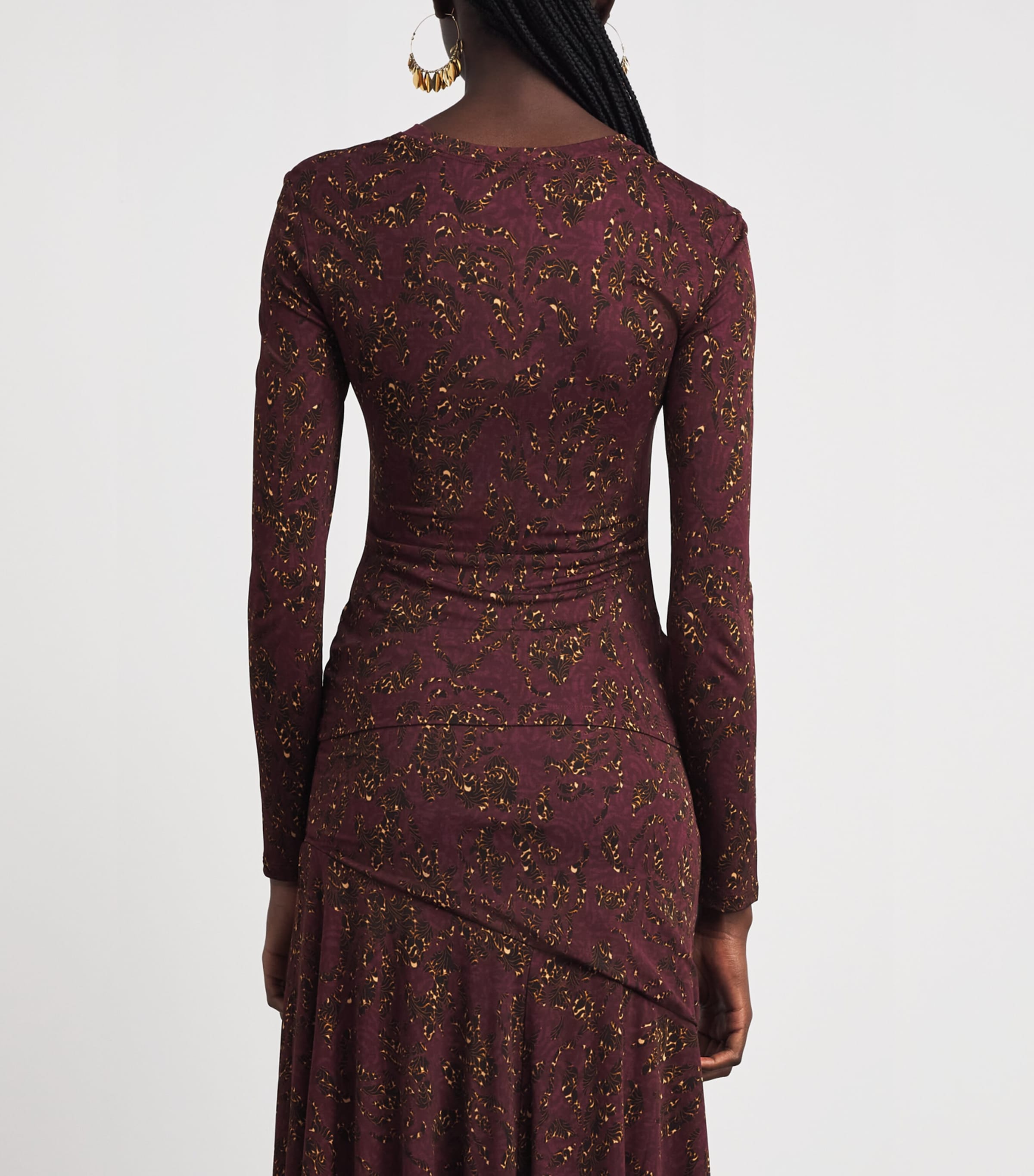 Ulla Johnson Womens Ruched Printed Asha Blouse Claret Floral Image 5
