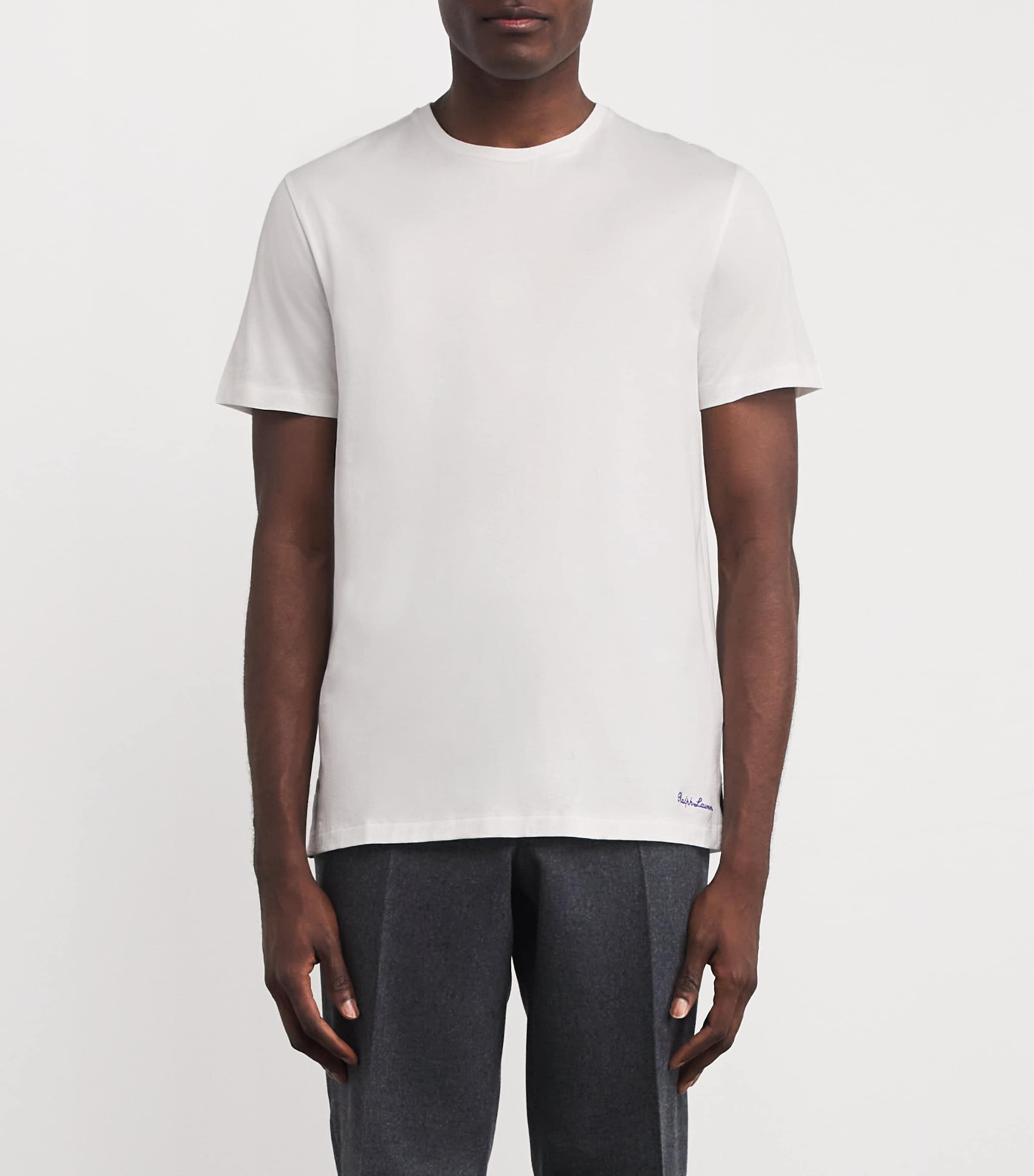 Ralph Lauren Purple Label Mens Cotton Embroidered T-Shirt White Image 3