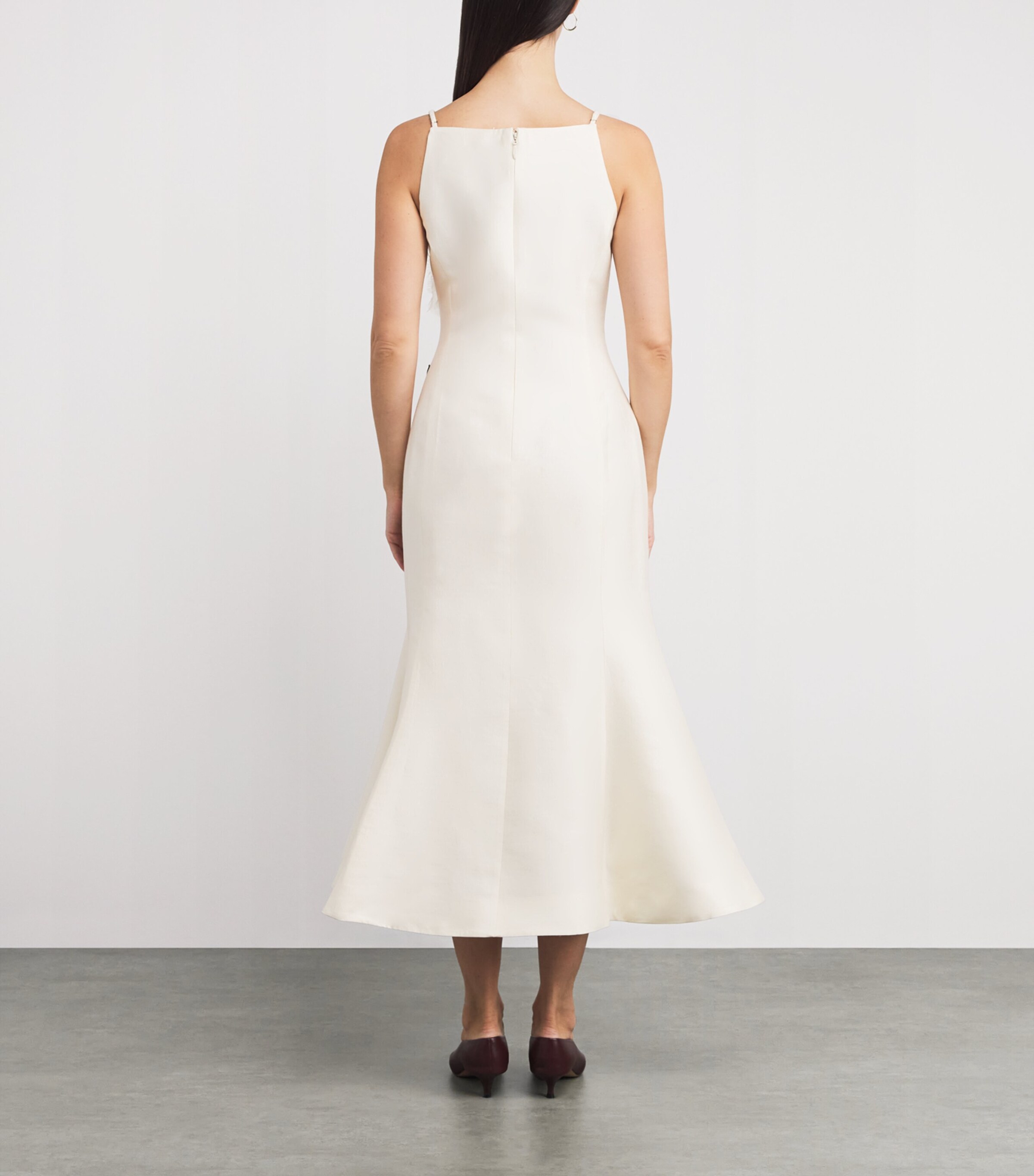 LEO LIN Womens Wool-Silk Regina Midi Dress Snow Image 3