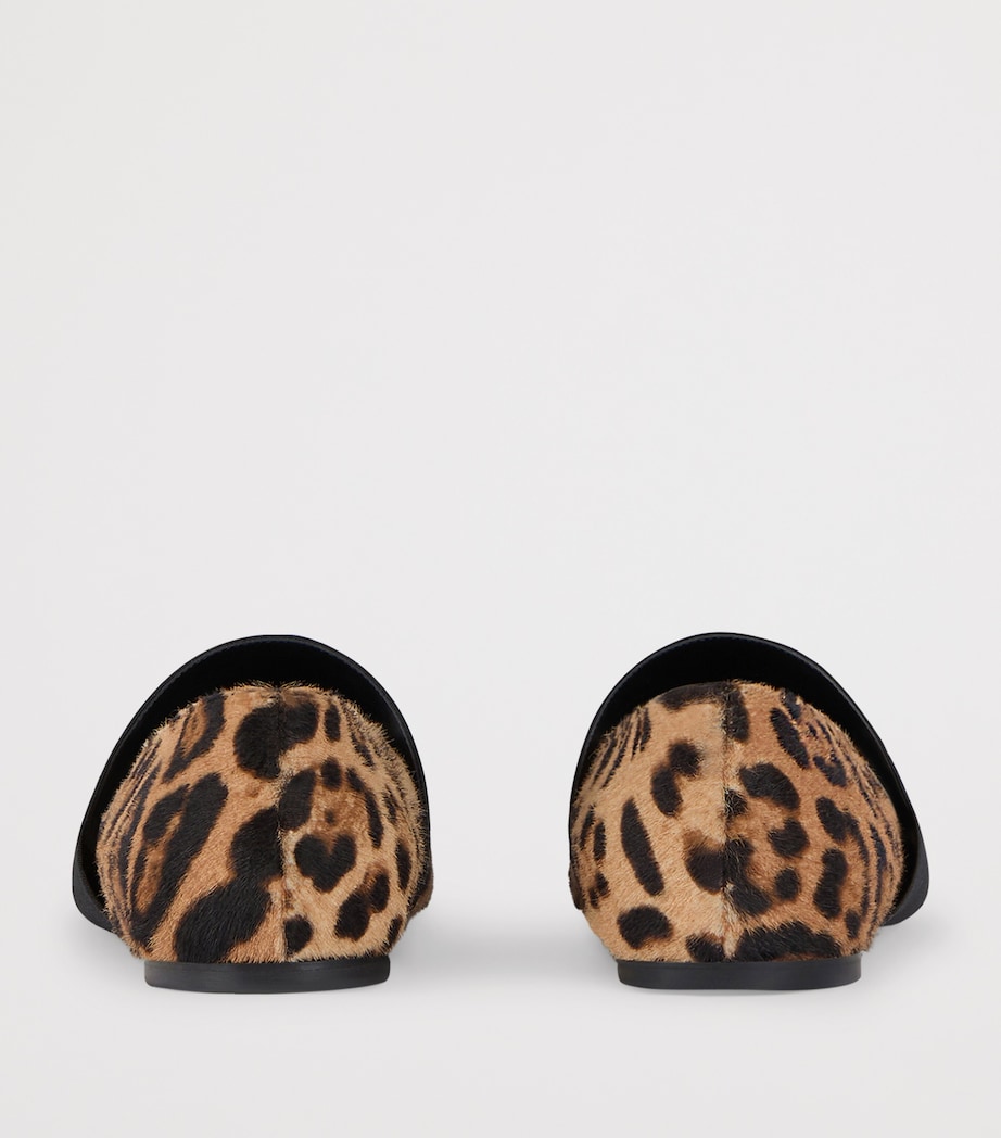 Leather Leopard Square-Toe Ballet Flats BLACK/BEIGE Image 5