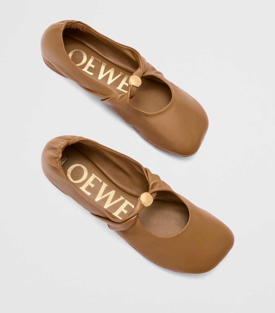 Nappa Leather Pebble Soft Ballet Flats OAK Image 3