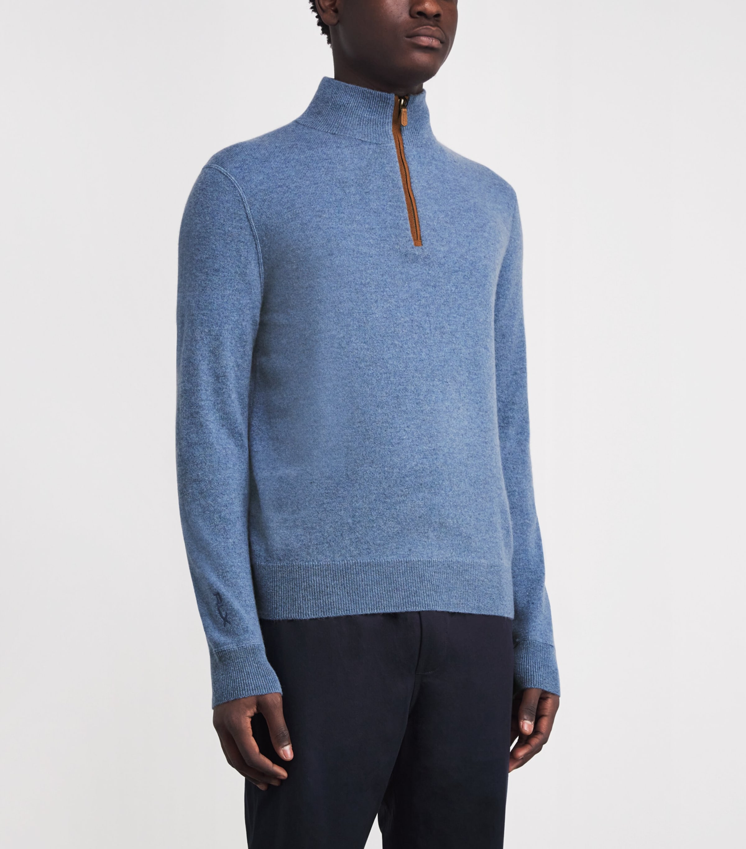 Cashmere Quarter-Zip Sweater MYSTIC BLUE HETR Image 3