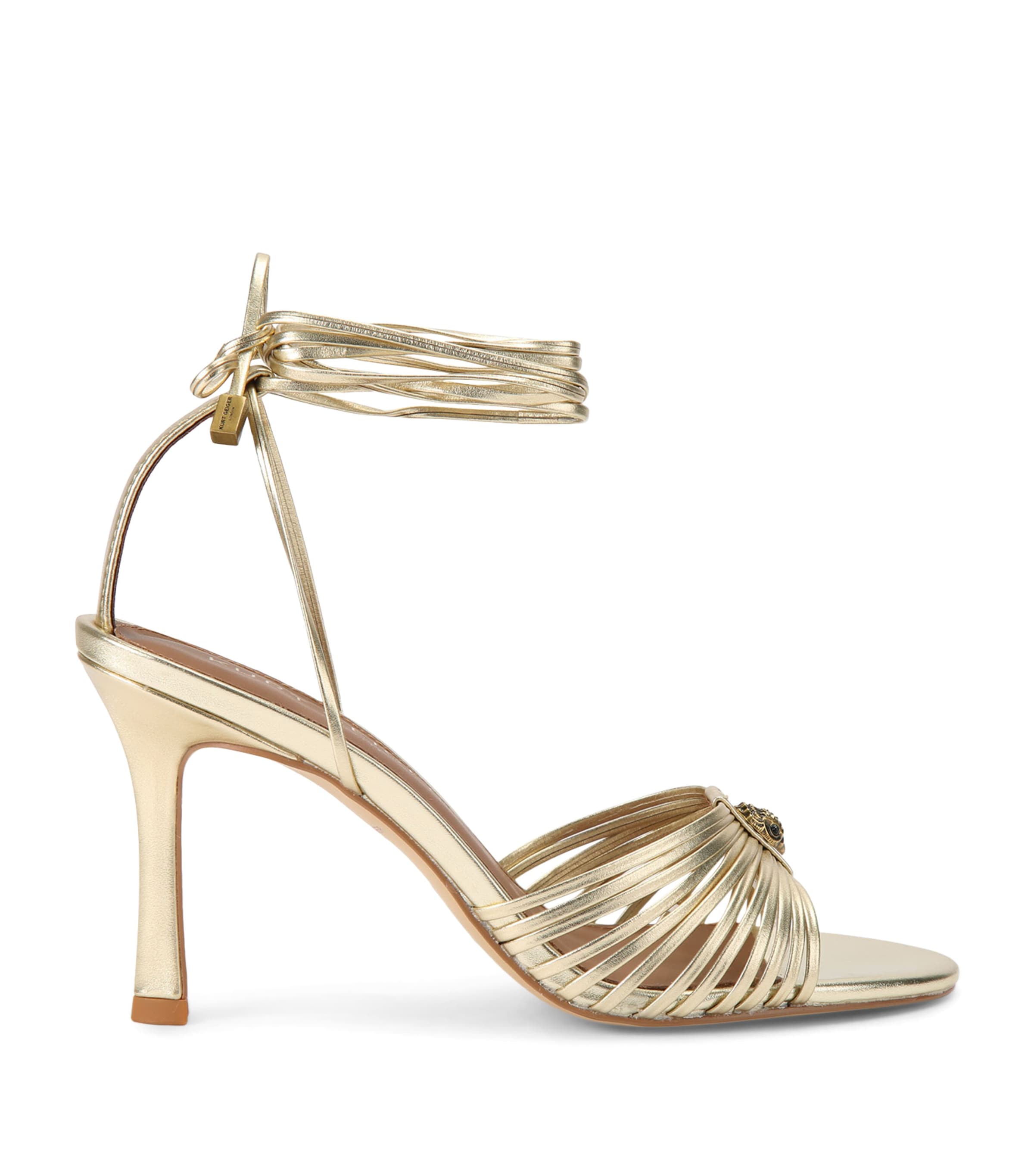 Kurt Geiger London Metallic Leather Embellished Heeled Sandals Gold Image 1