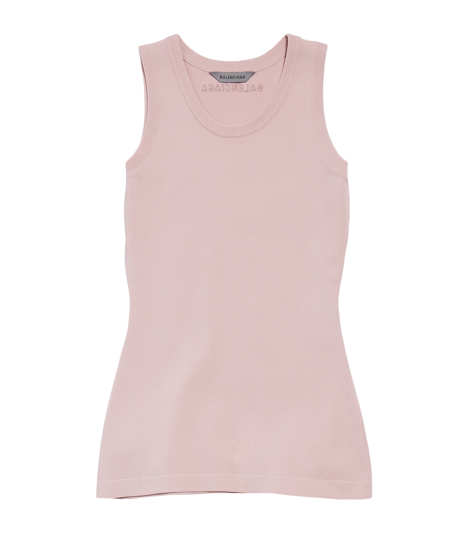 Balenciaga Womens Ribbed Logo Tank Top Image 1