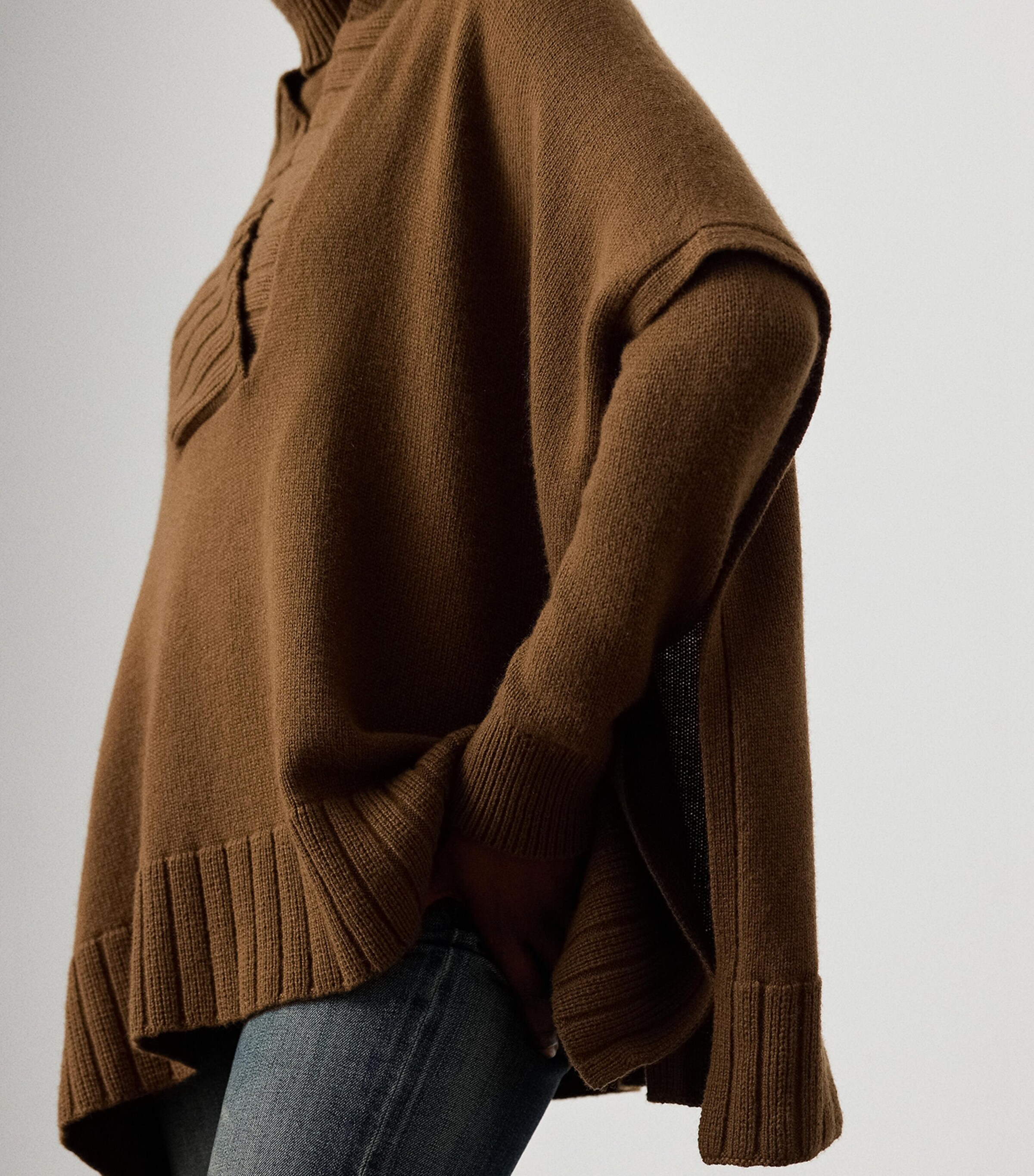 Cashmere-Blend Cape Sweater COGNAC Image 4
