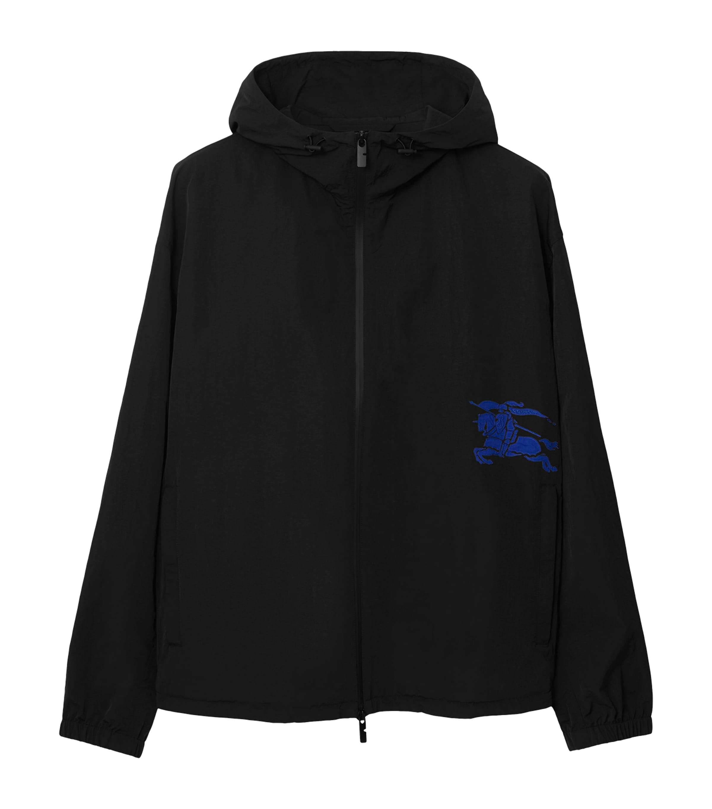 Burberry Raincoat With Elastic Cuffs And High Collar In Black