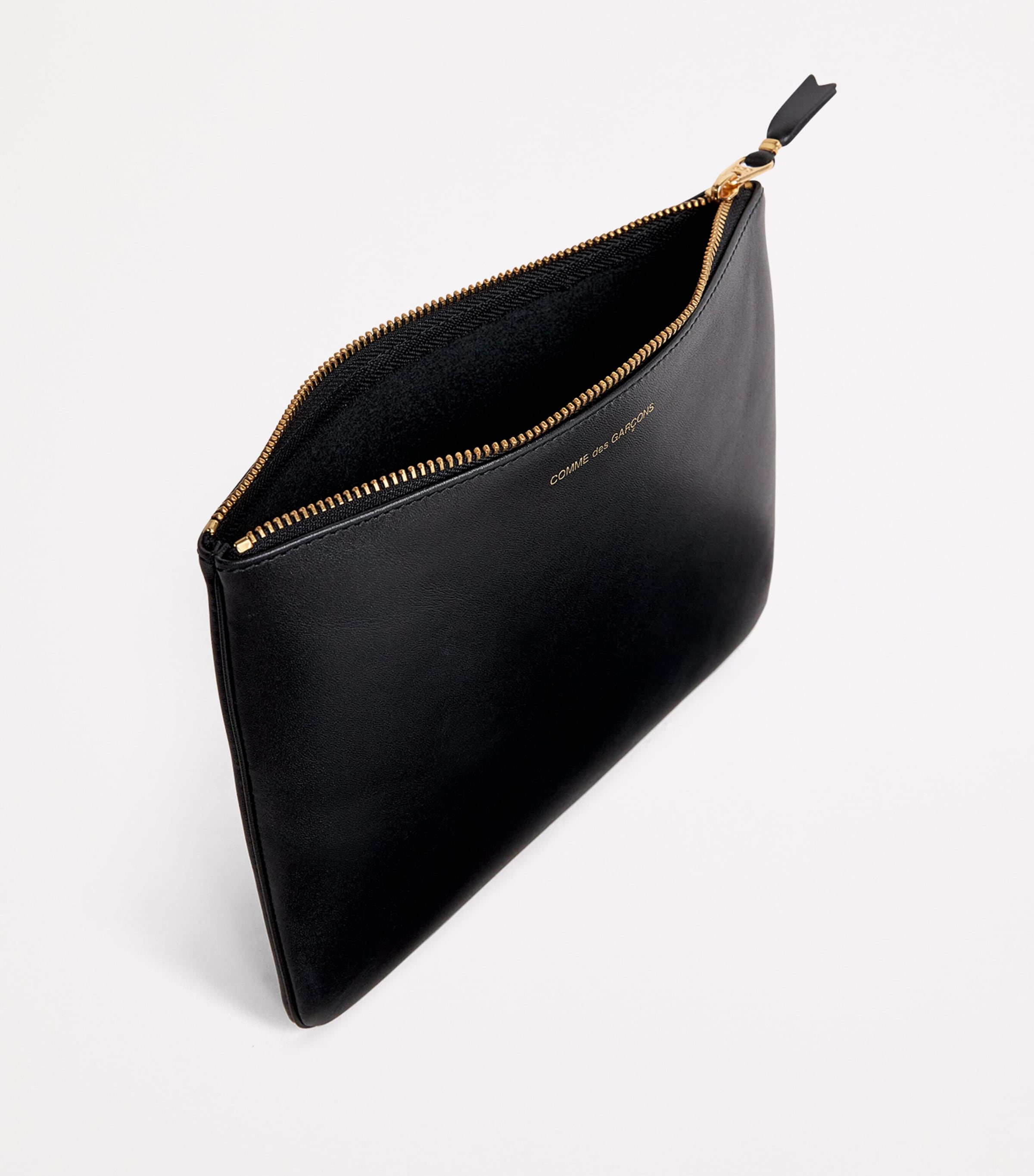 Large Leather Zipped Pouch BLACK Image 3