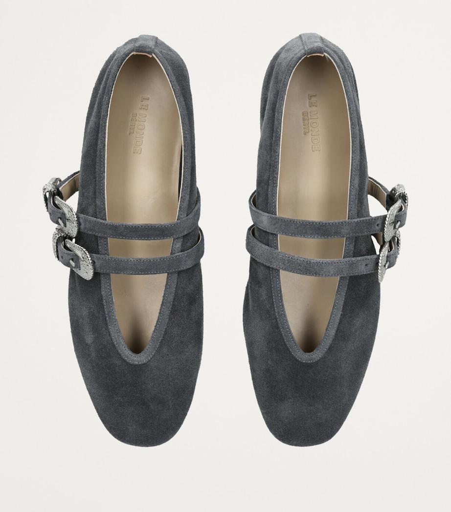 Suede Buckled Claudia Ballet Flats GREY/DARK Image 4