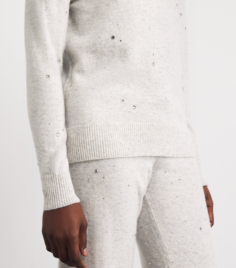 William Sharp Womens Cashmere Swarovski Crystal-Embellished Sweater Silverhaze Crystal Image 3