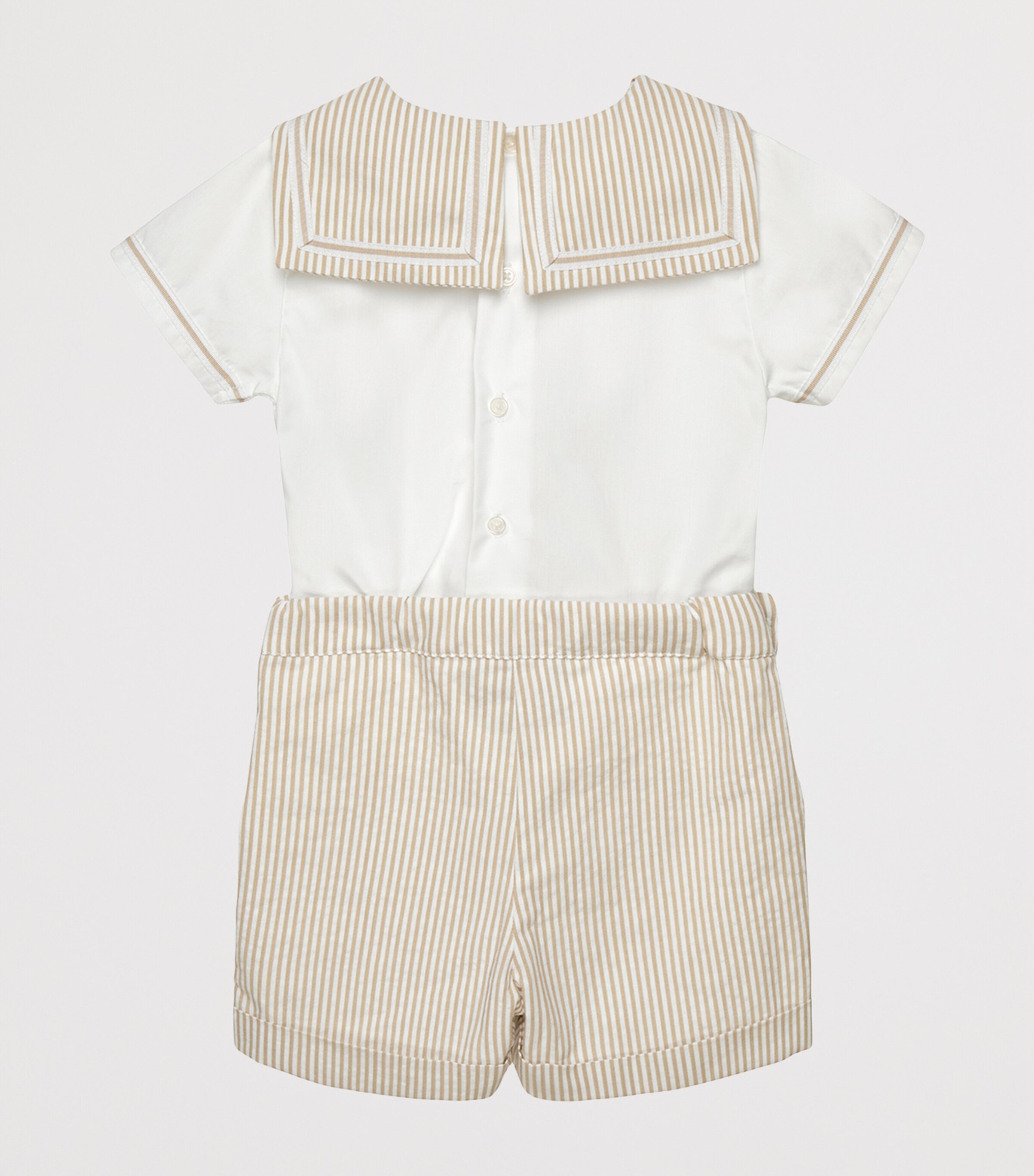 Trotters Edward Sailor Set (3-24 Months) Oatmeal Stripe/white Image 2