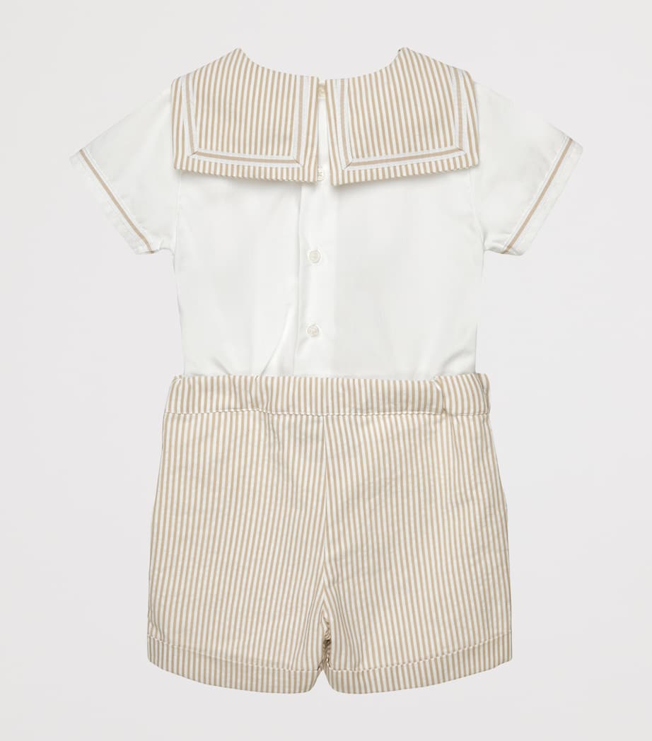 Trotters Edward Sailor Set (3-24 Months) Oatmeal Stripe/white Image 2