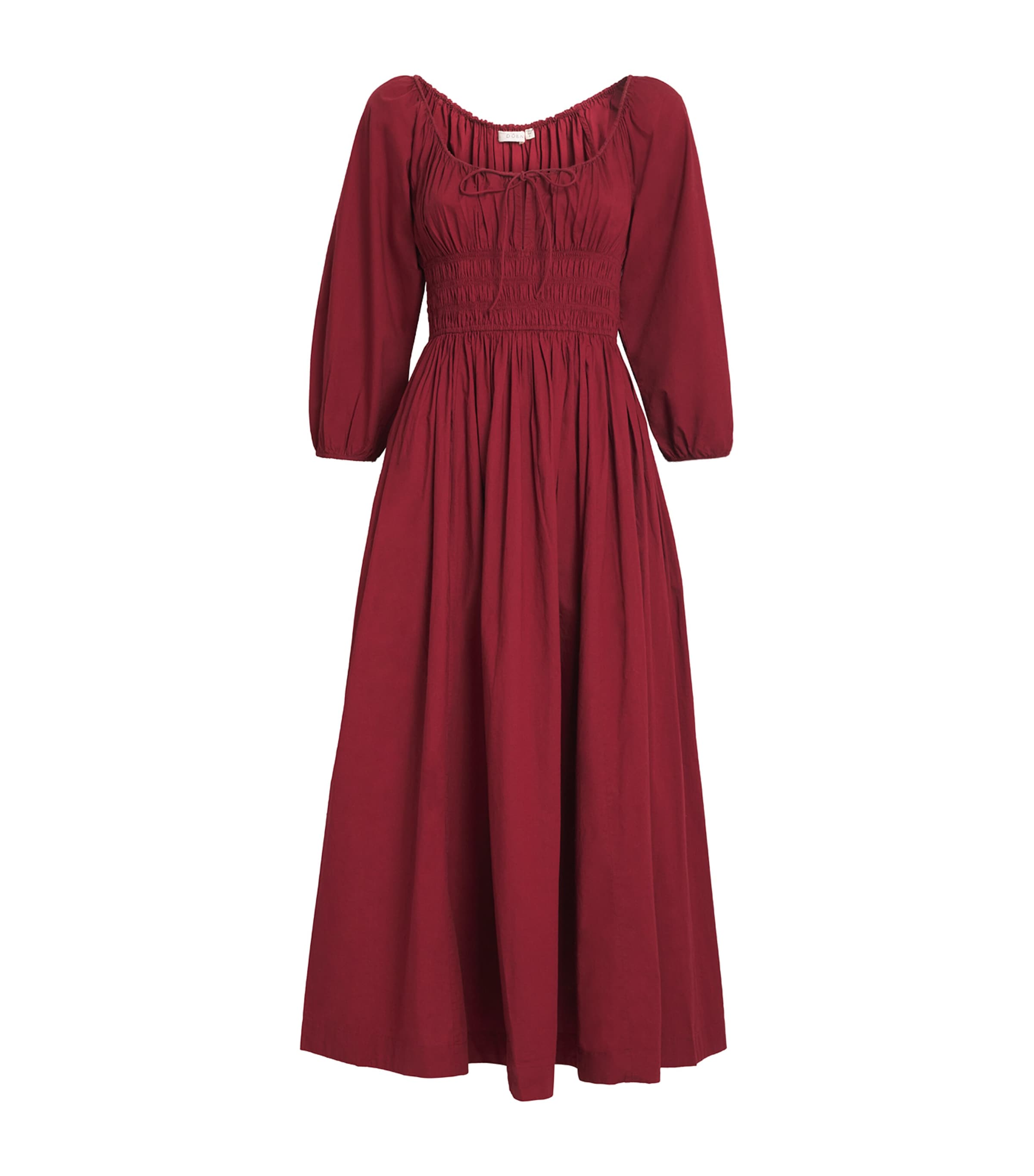 Doen Organic Cotton Quintessa Midi Dress In Red