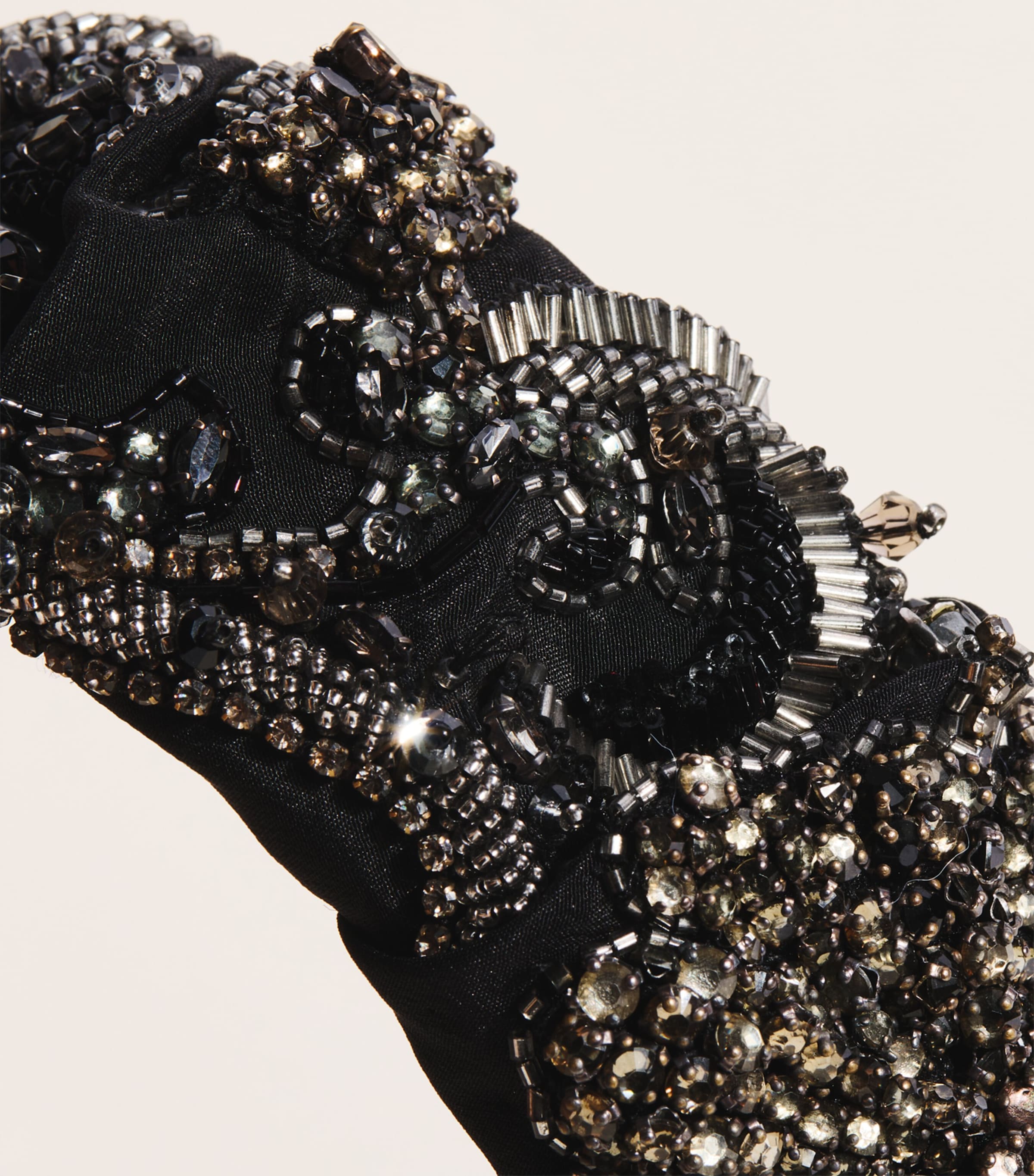 Jennifer Behr Satin Embellished Scarlette Headband Jet Image 4