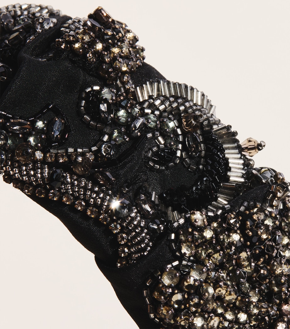 Jennifer Behr Satin Embellished Scarlette Headband Jet Image 4