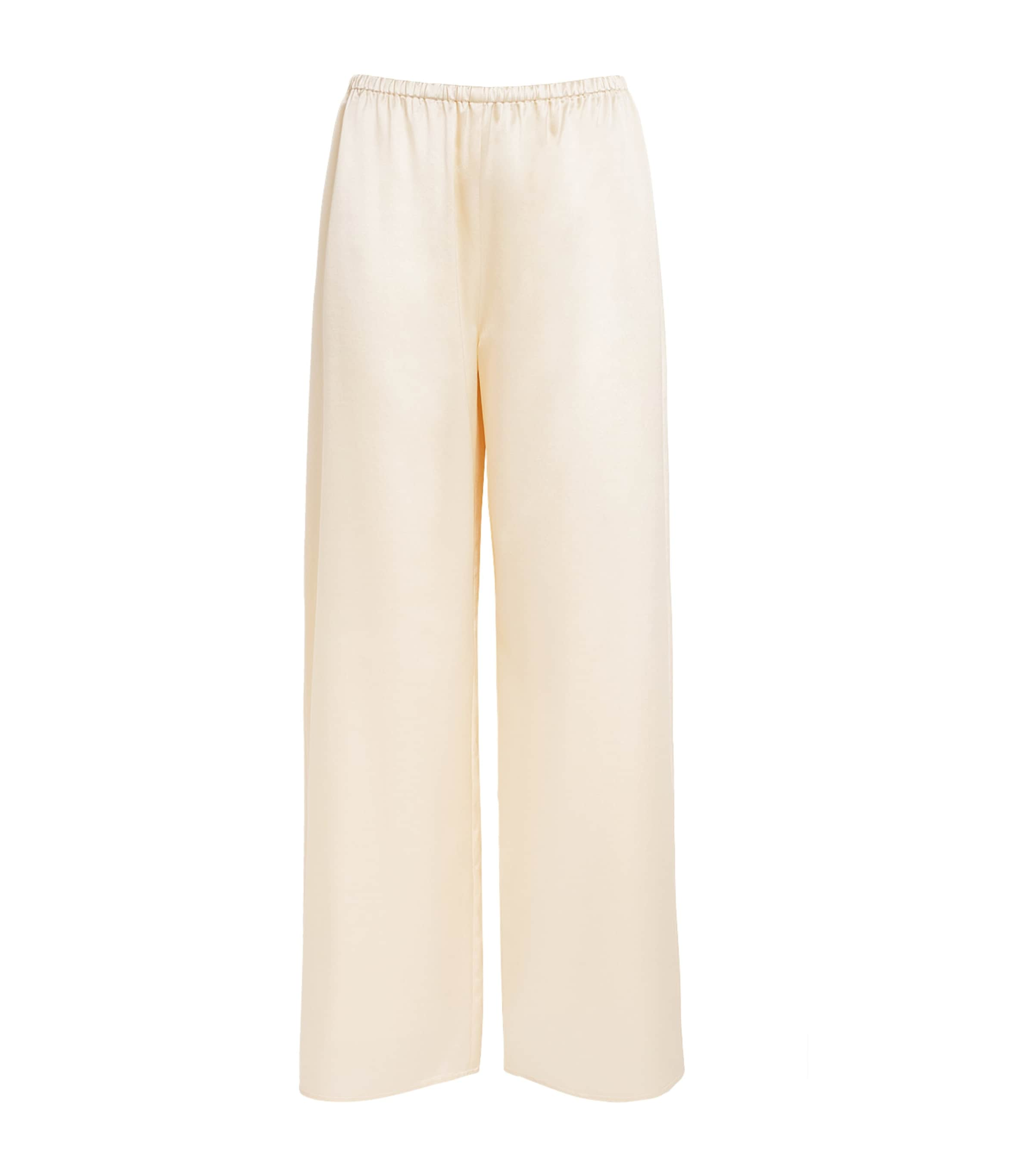 Shop Asceno Silk-wool Austin Pyjama Bottoms In White