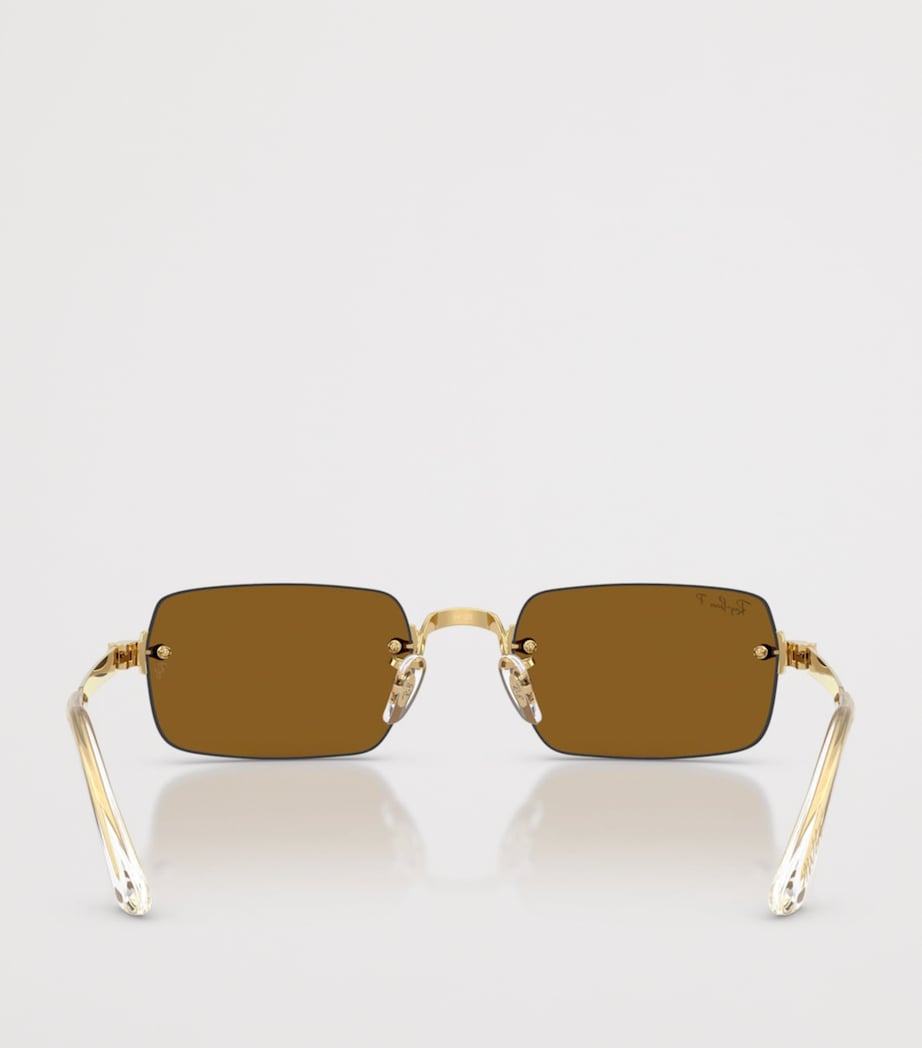 Ray-Ban By A$AP Rocky Rectangle Sunglasses Gold Image 4