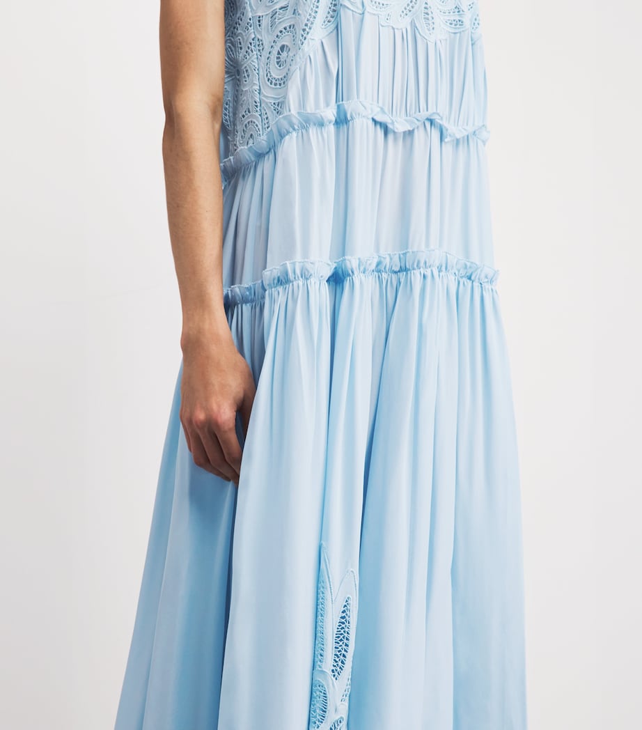 Ulla Johnson Womens Silk Lace Filippa Maxi Dress Adriatic Image 5