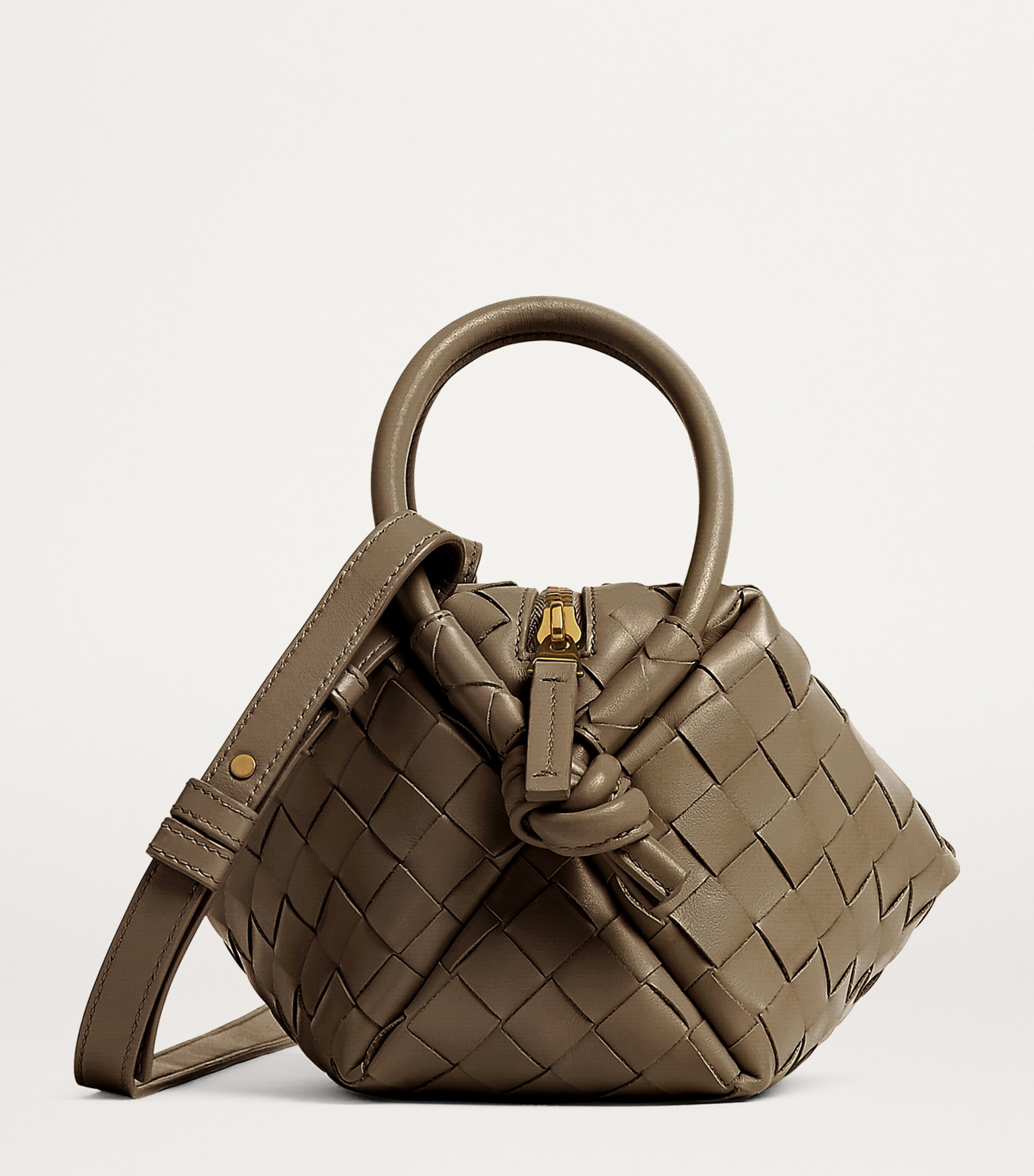 Bottega Veneta Brown Small Lambskin Lauren 1980 Top-Handle Bag