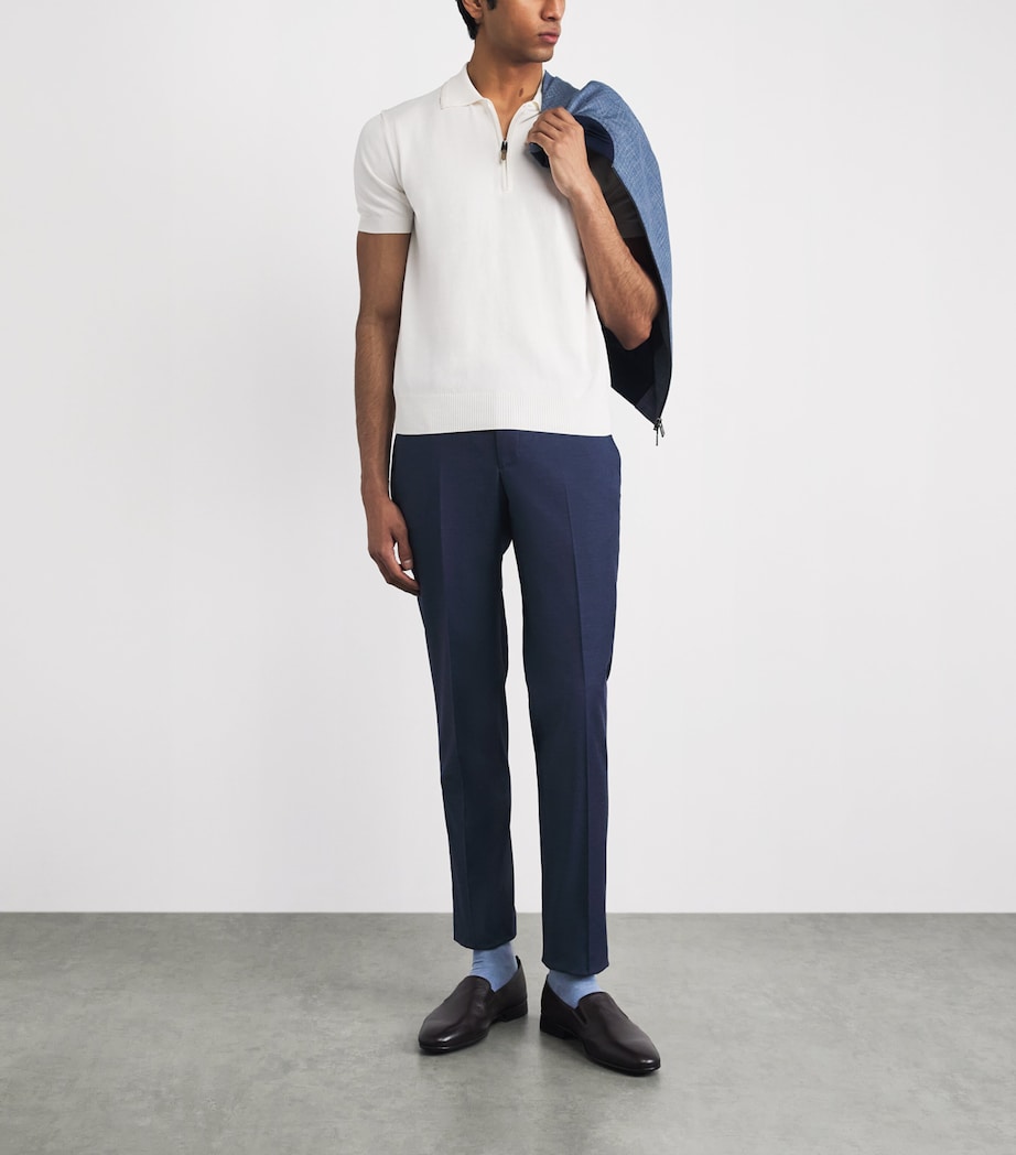 Pal Zileri Mens Wool-Blend Slim Trousers Blue Navy Image 2