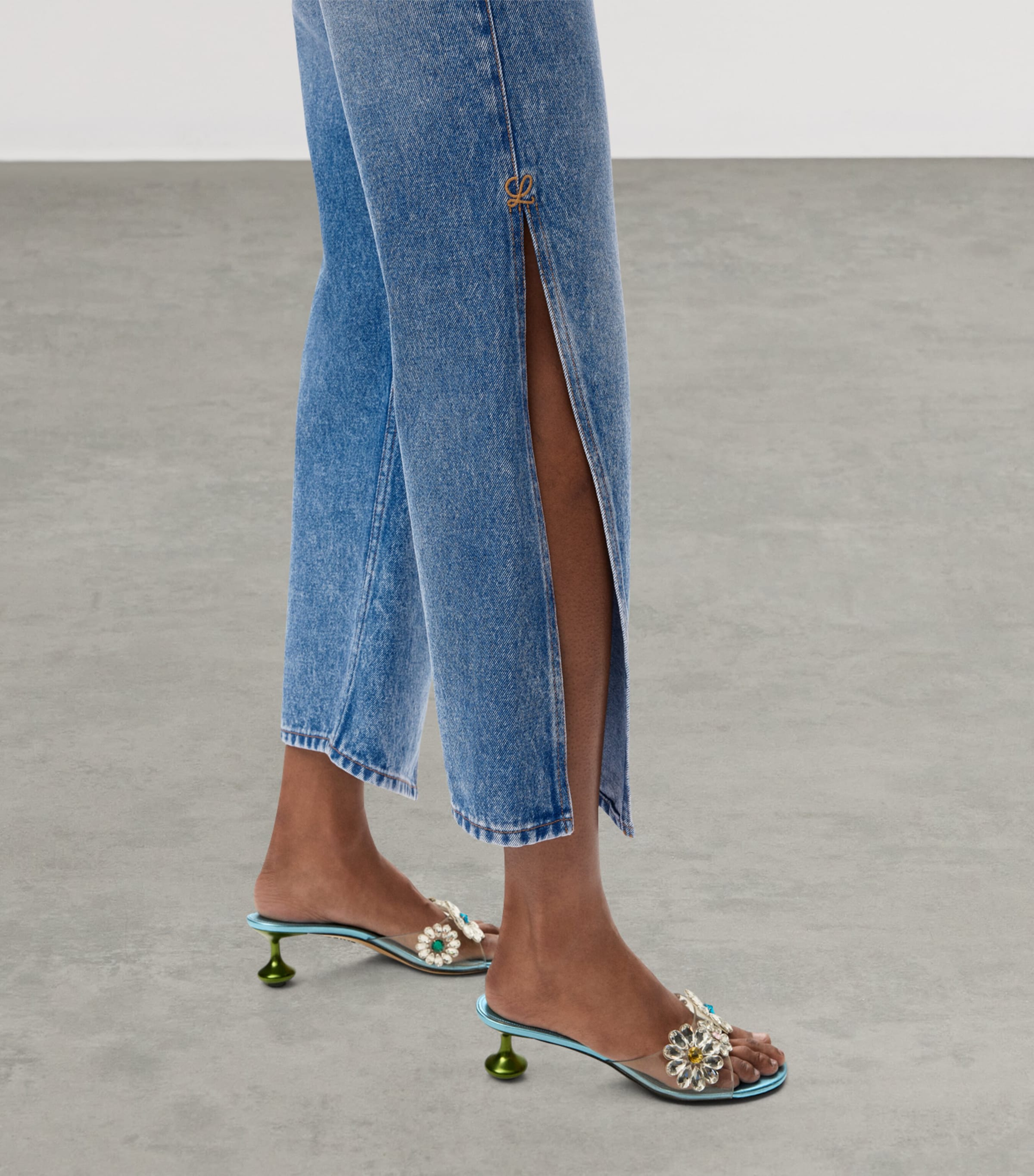 LOEWE Womens x Paula's Ibiza Split-Leg Mid-Rise Flared Jeans Medium Blue Image 5