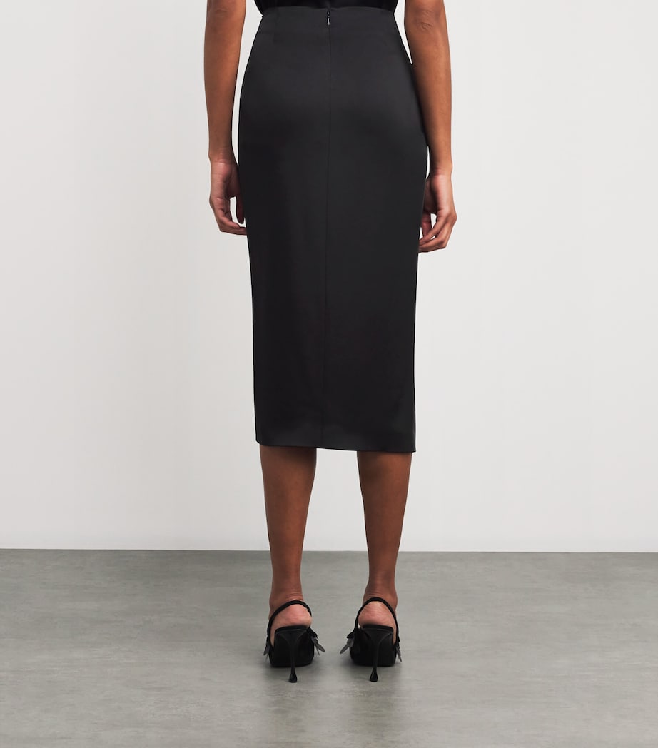 Satin Gathered Midi Skirt 1000 BLACK Image 4