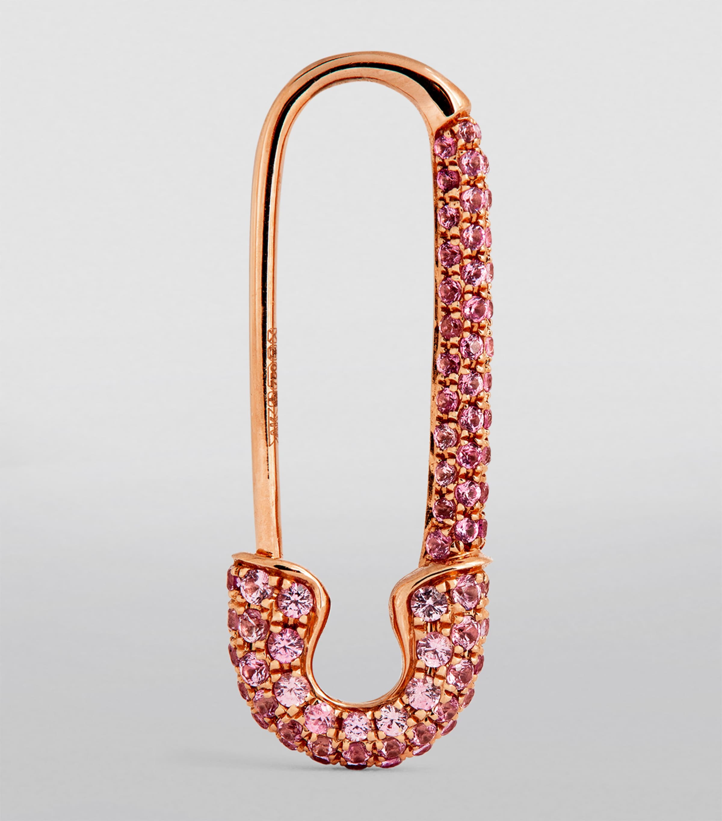 Rose Gold and Pink Sapphire Safety Pin Single Right Earring ROSE GOLD Image 3