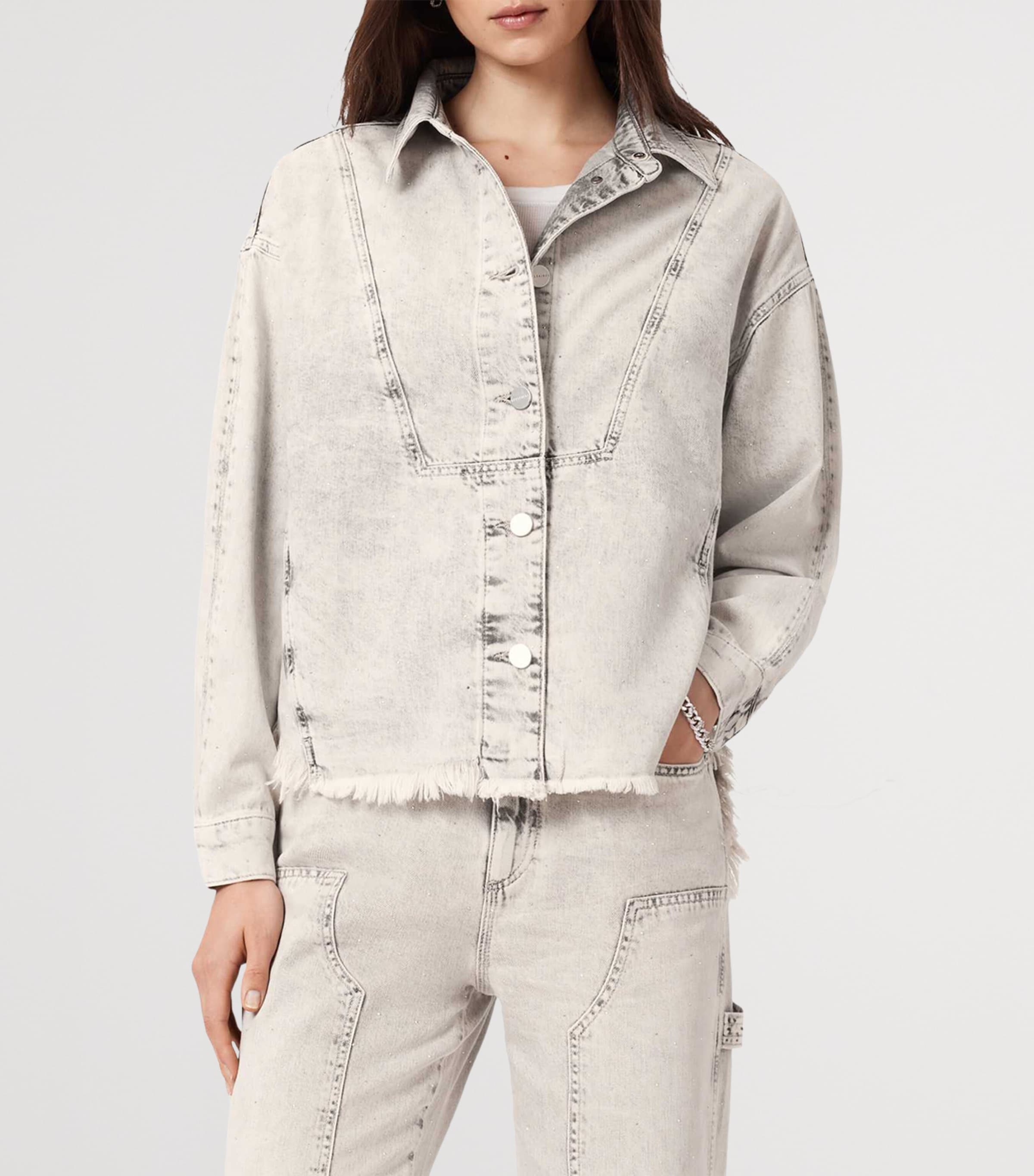 Denim Hettie Shacket SNOW GREY Image 8