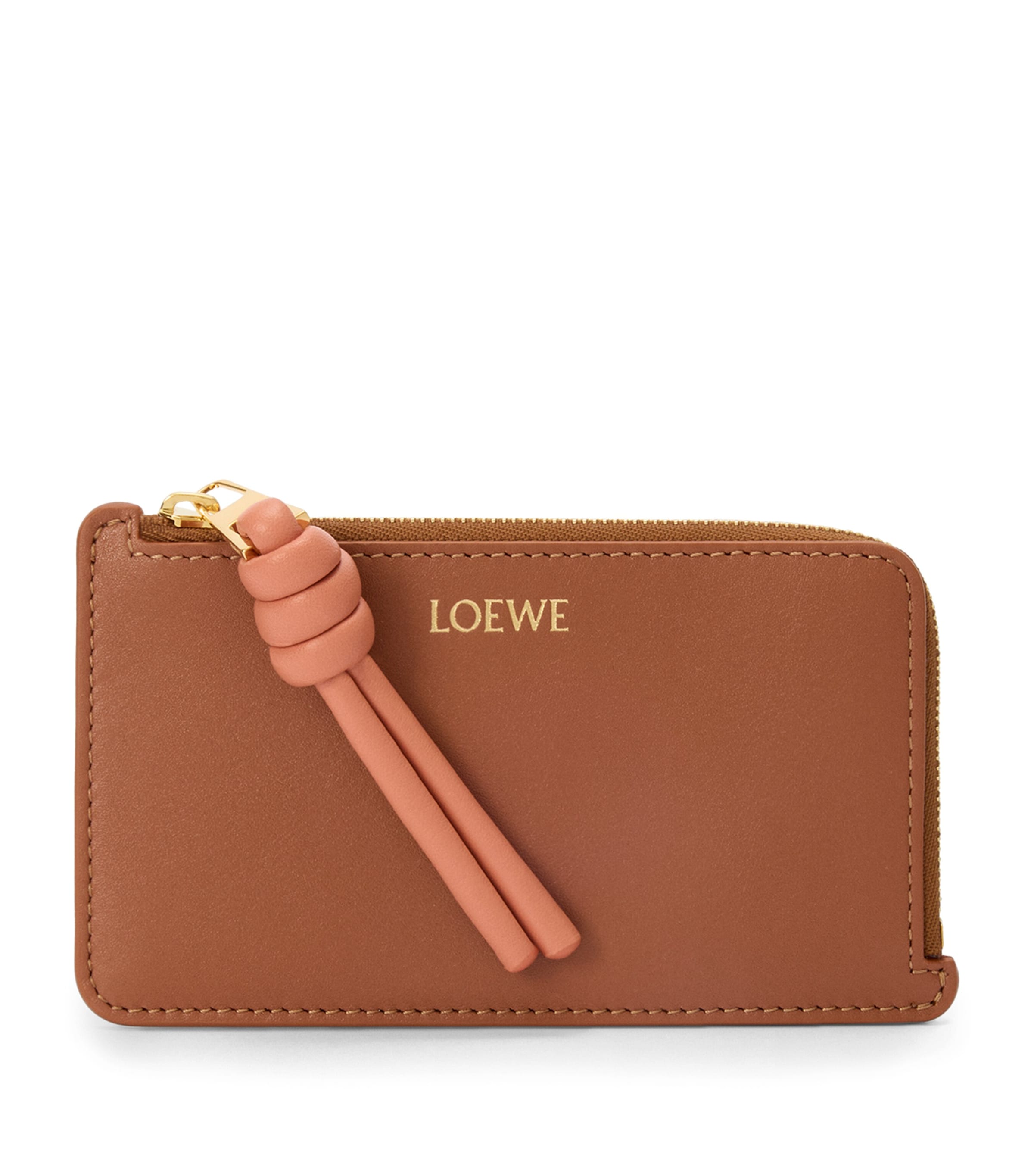 Leather Knot Card Holder TAN PAPAYA Image 1