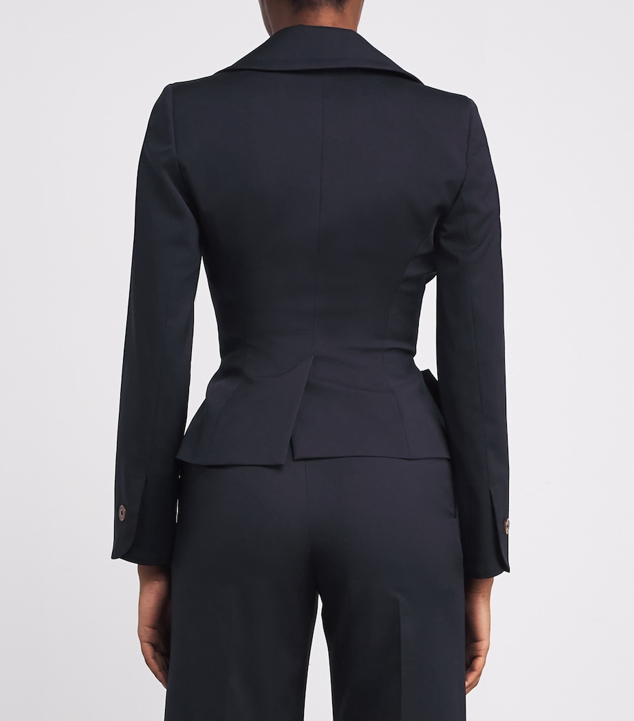 Virgin Wool Asymmetric Drunken Jacket K401 NAVY Image 4