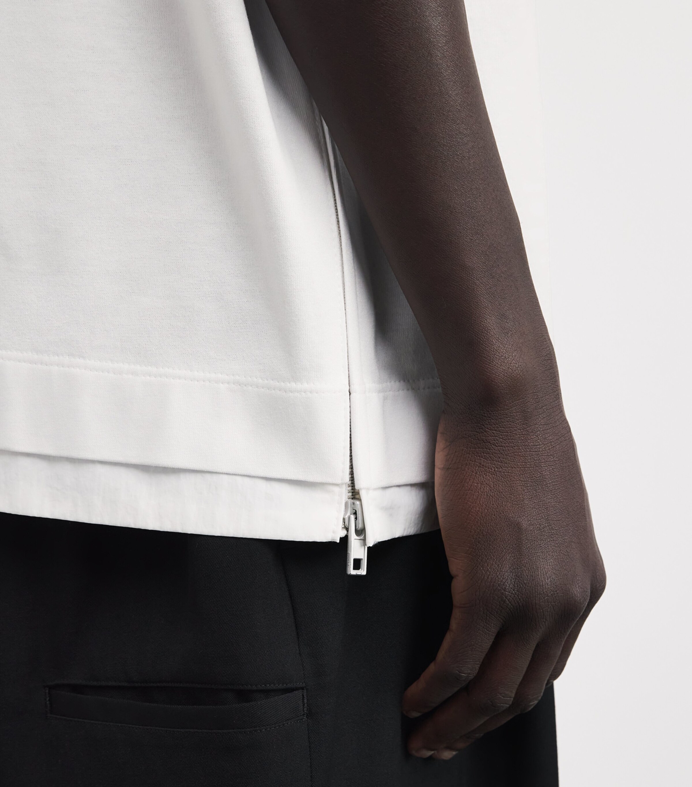 Cotton-Nylon Layered T-Shirt WHITE 1 Image 6
