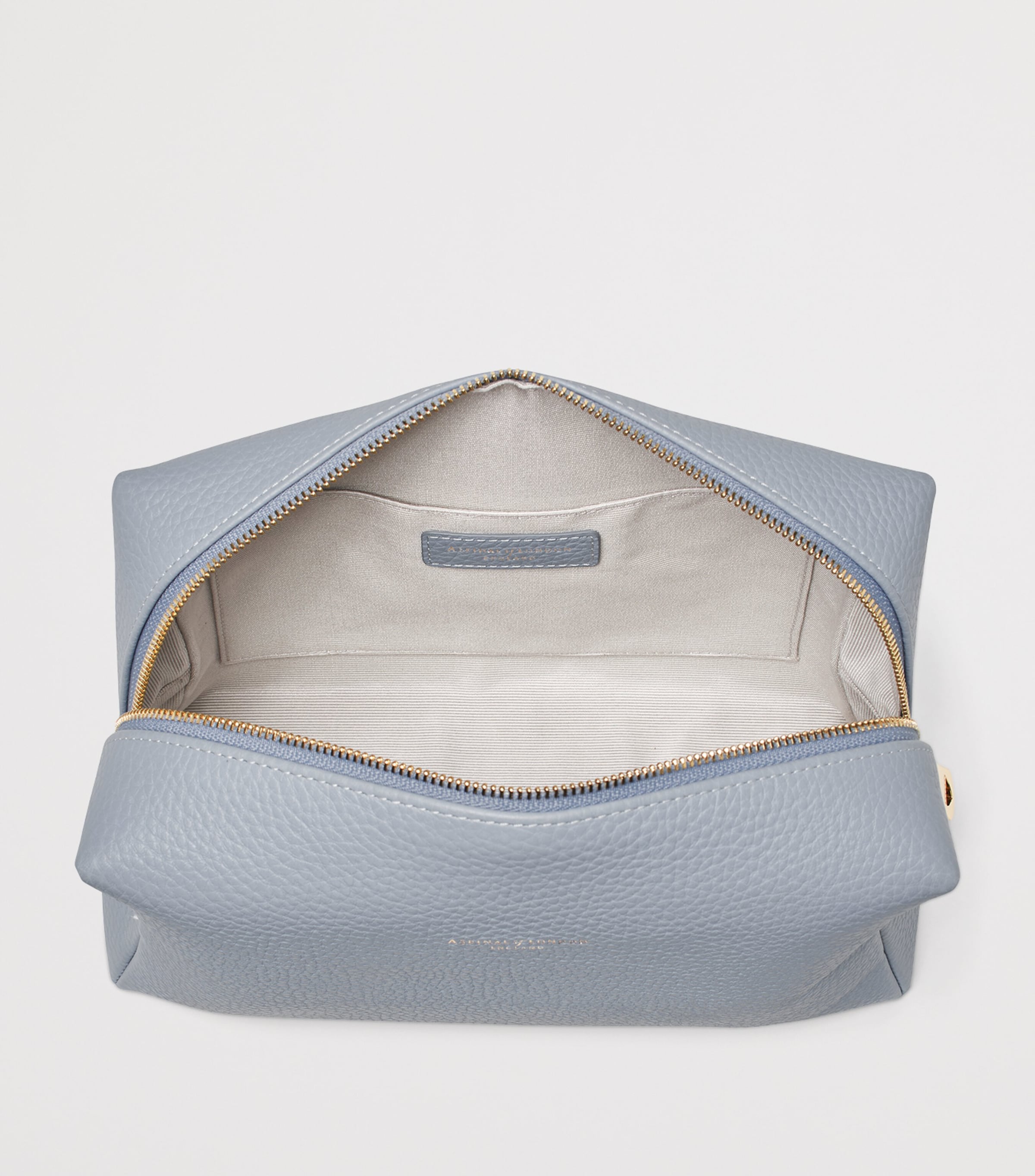 Aspinal Of London Large Grained Leather Cosmetics Case Skyblue Image 4