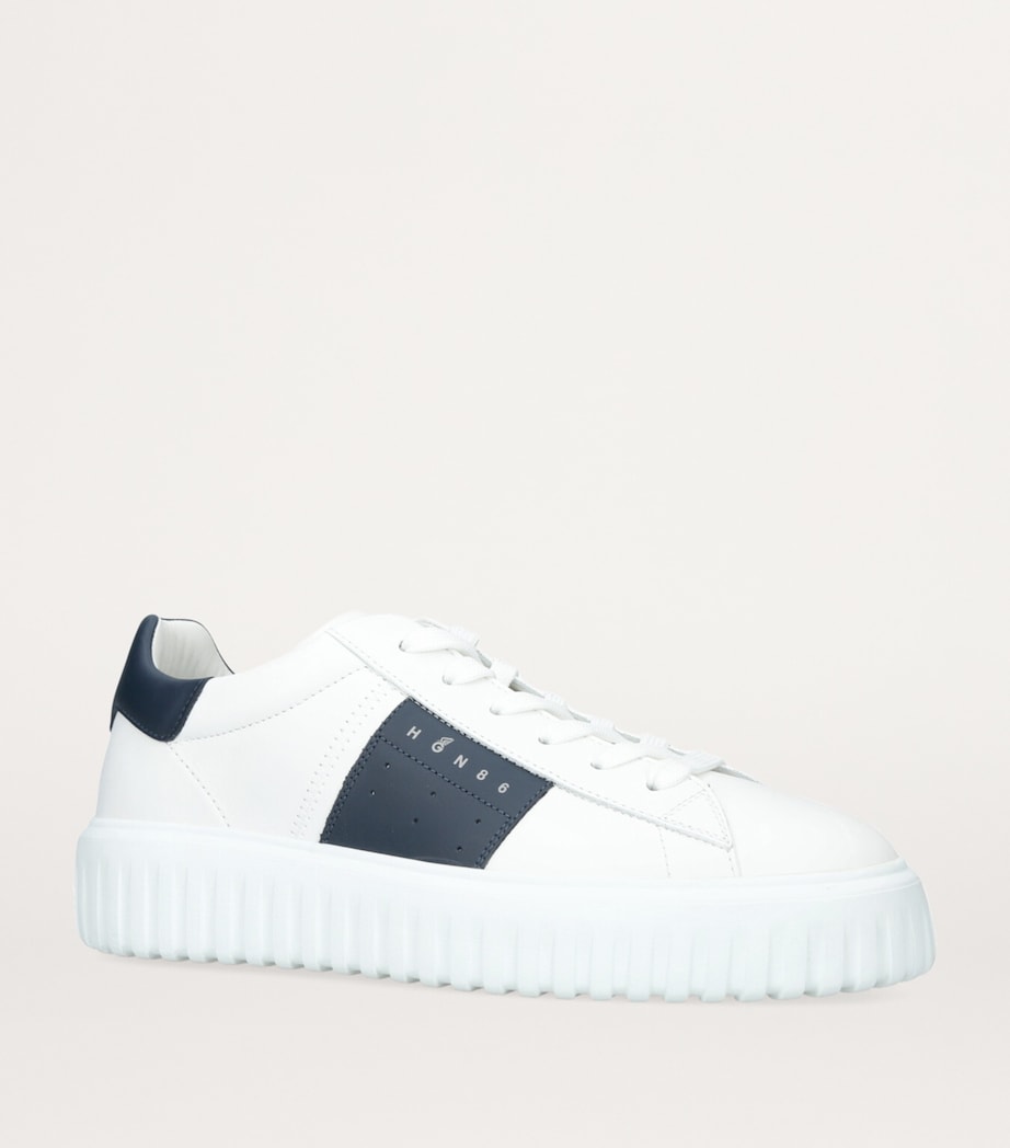 Leather H-Stripes Sneakers WHITE/NAVY Image 3