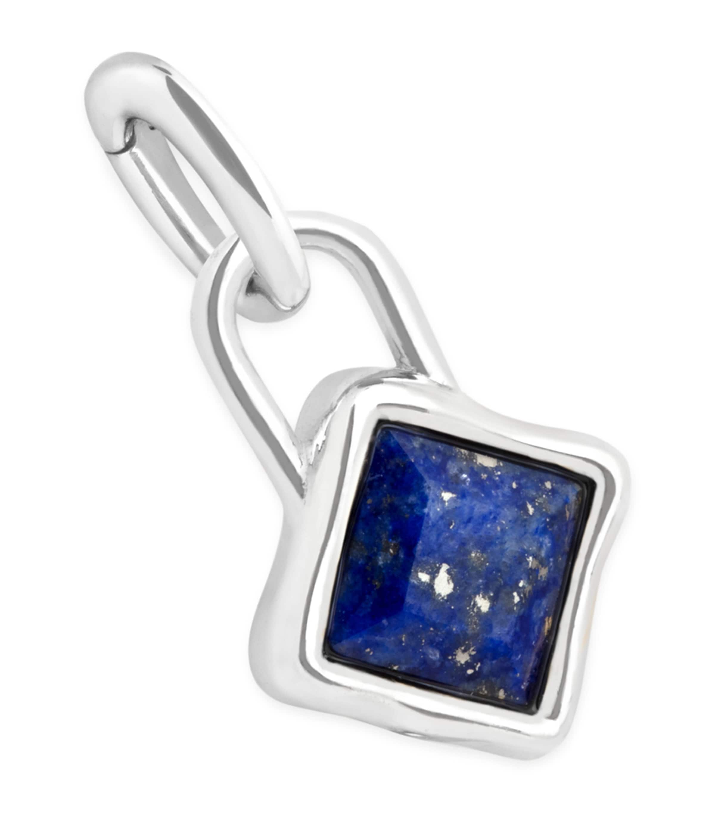 Astrid & Miyu Womens September Birthstone Rhodium-plated Sterling-silver And Lapis Charm Rhodiumplatedsilver In Metallic