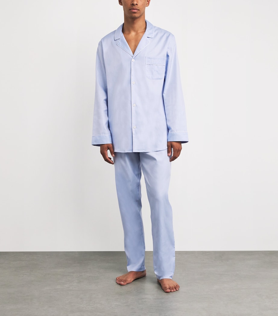 Sea Island Cotton Pyjama Set 526 BLUE Image 2