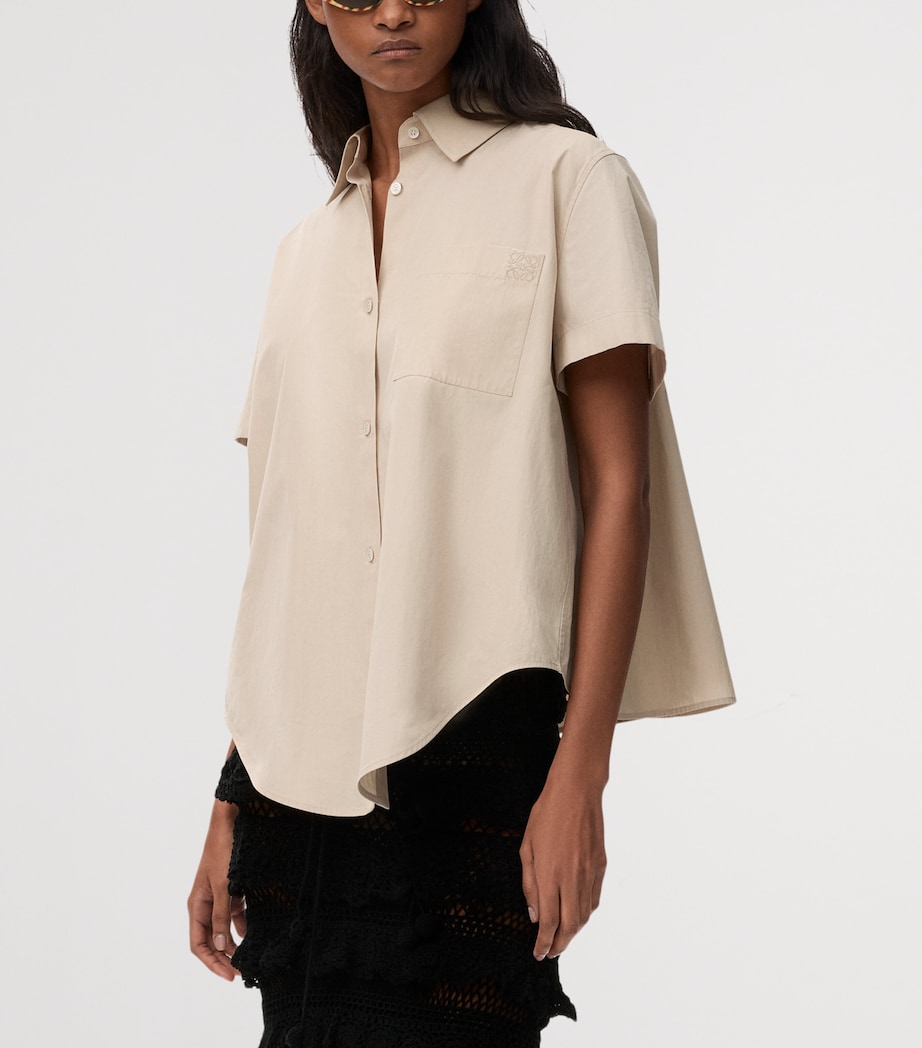 LOEWE Womens x Paula's Ibiza Anagram Short-Sleeve Shirt Light Beige Image 3