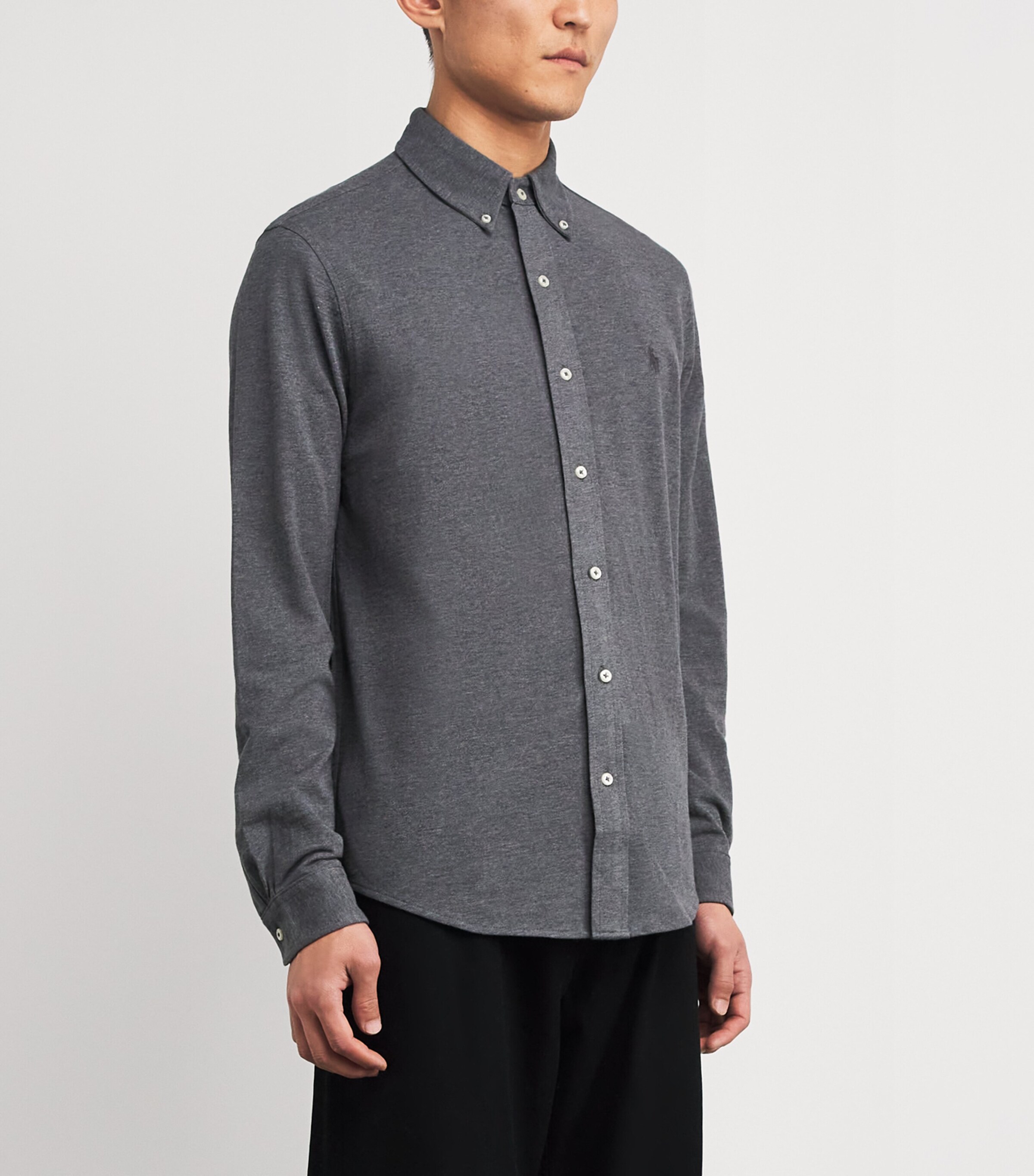 Cotton Featherweight Mesh Shirt GREY Image 3
