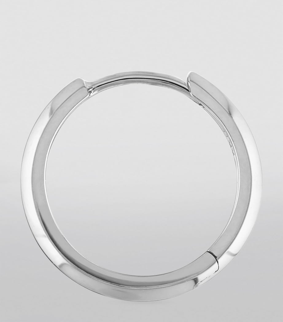 Faceted Metal Vertex Single Hoop Earring (11mm) WHITE GOLD Image 4
