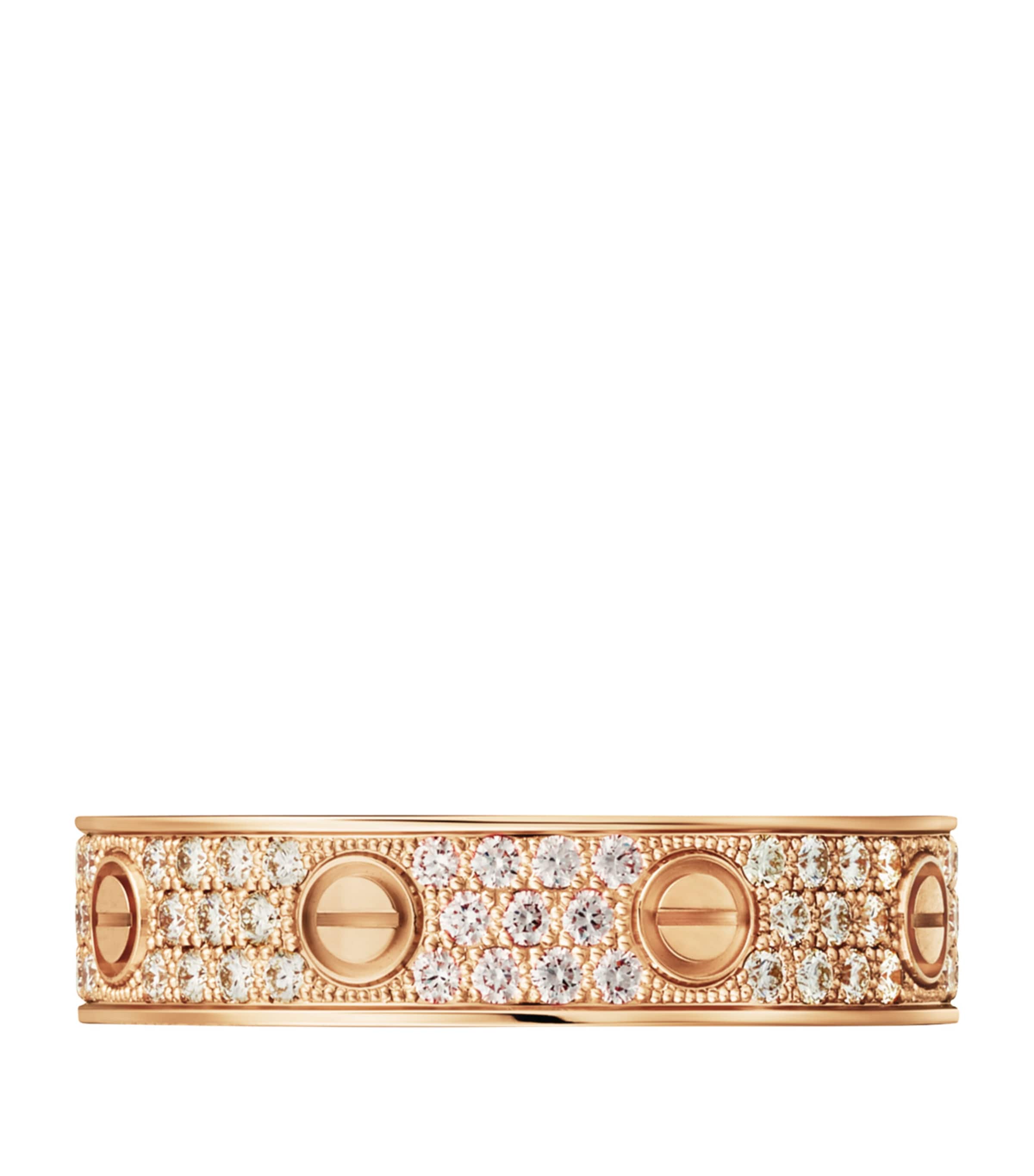 Rose Gold and Diamond-Paved LOVE Wedding Band MULTI Image 2