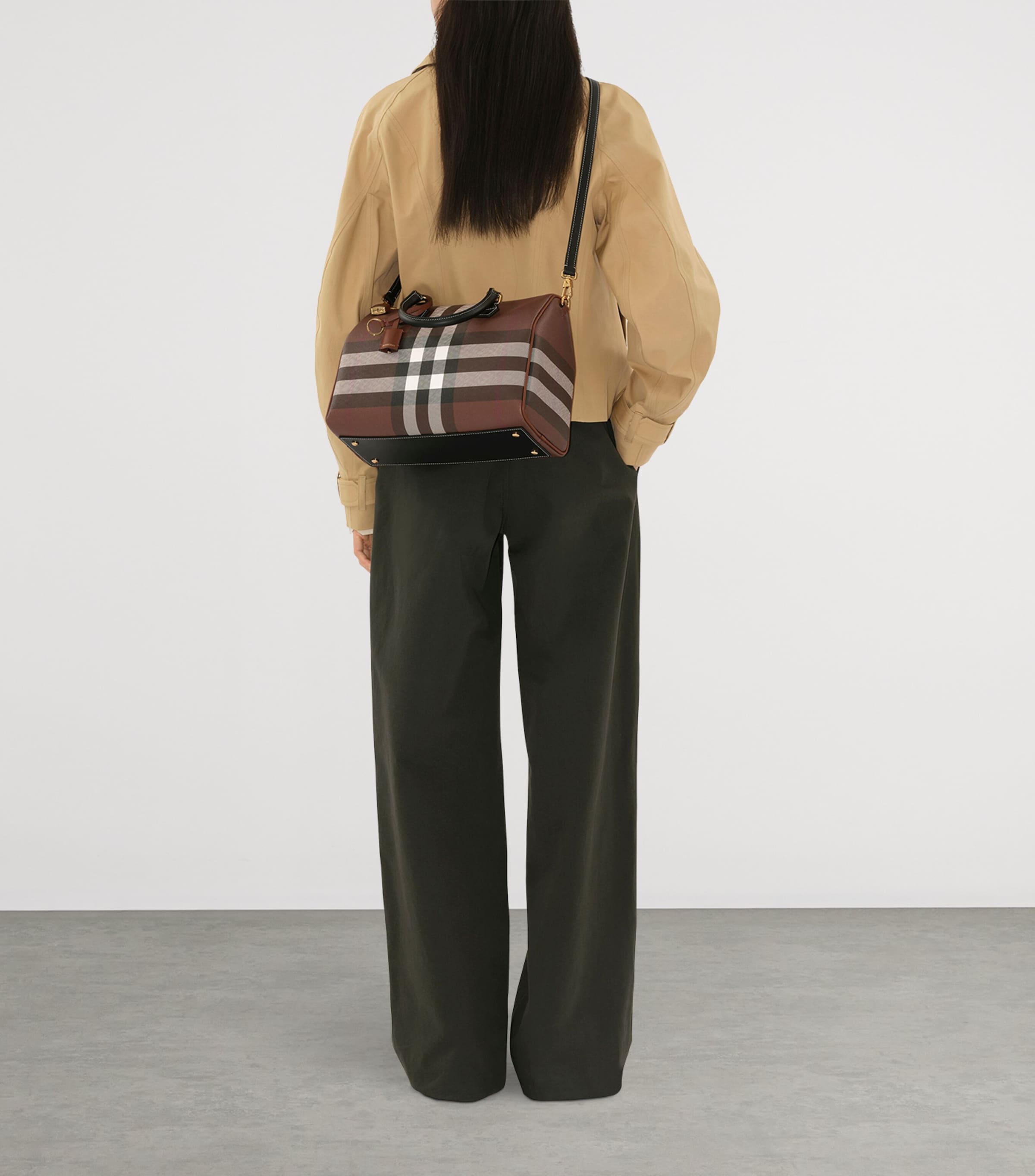 Burberry Medium Check Bowling Bag Dark Birch Brown Image 3