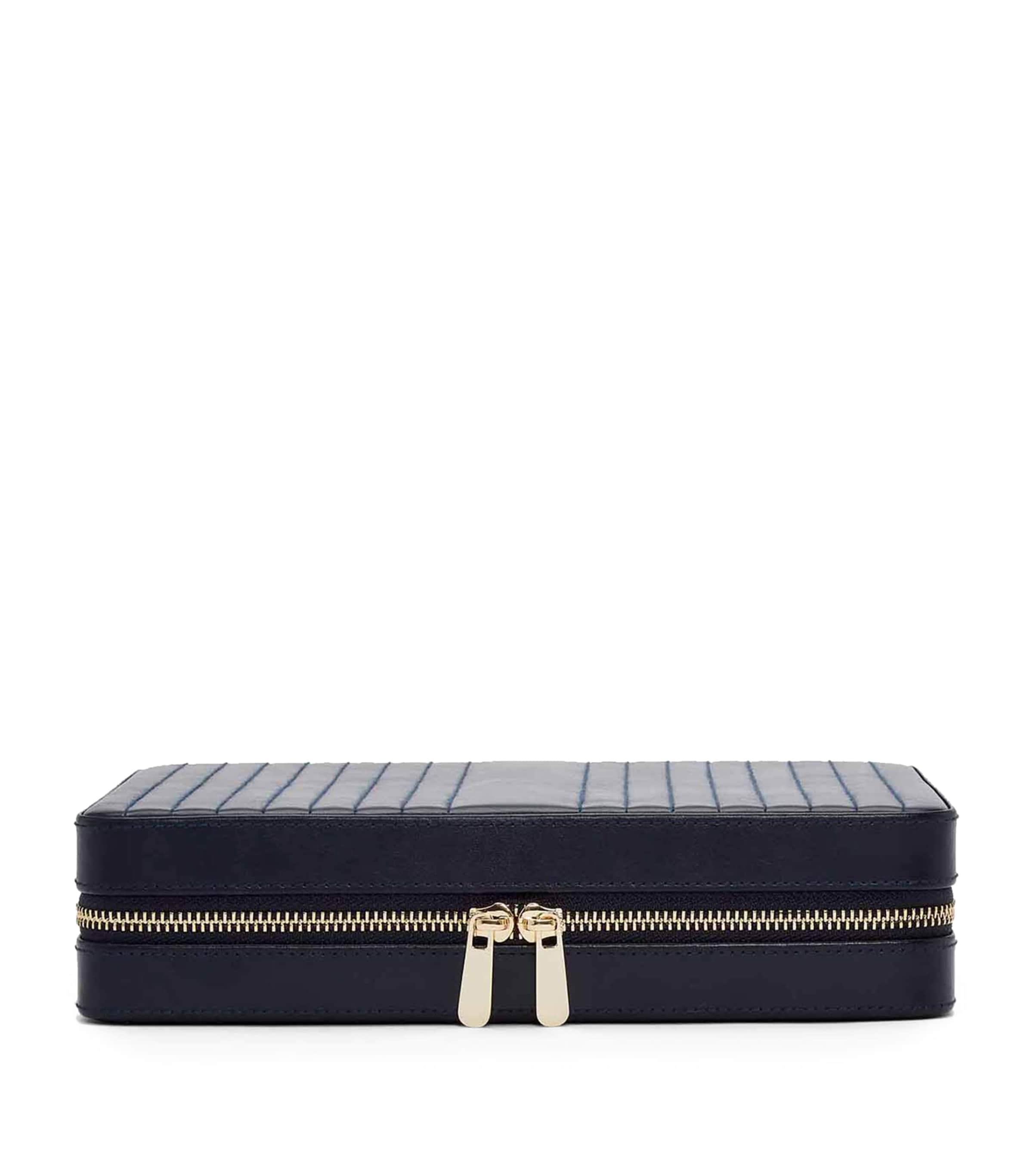 Shop Wolf Large Leather Maria Jewellery Case In Navy