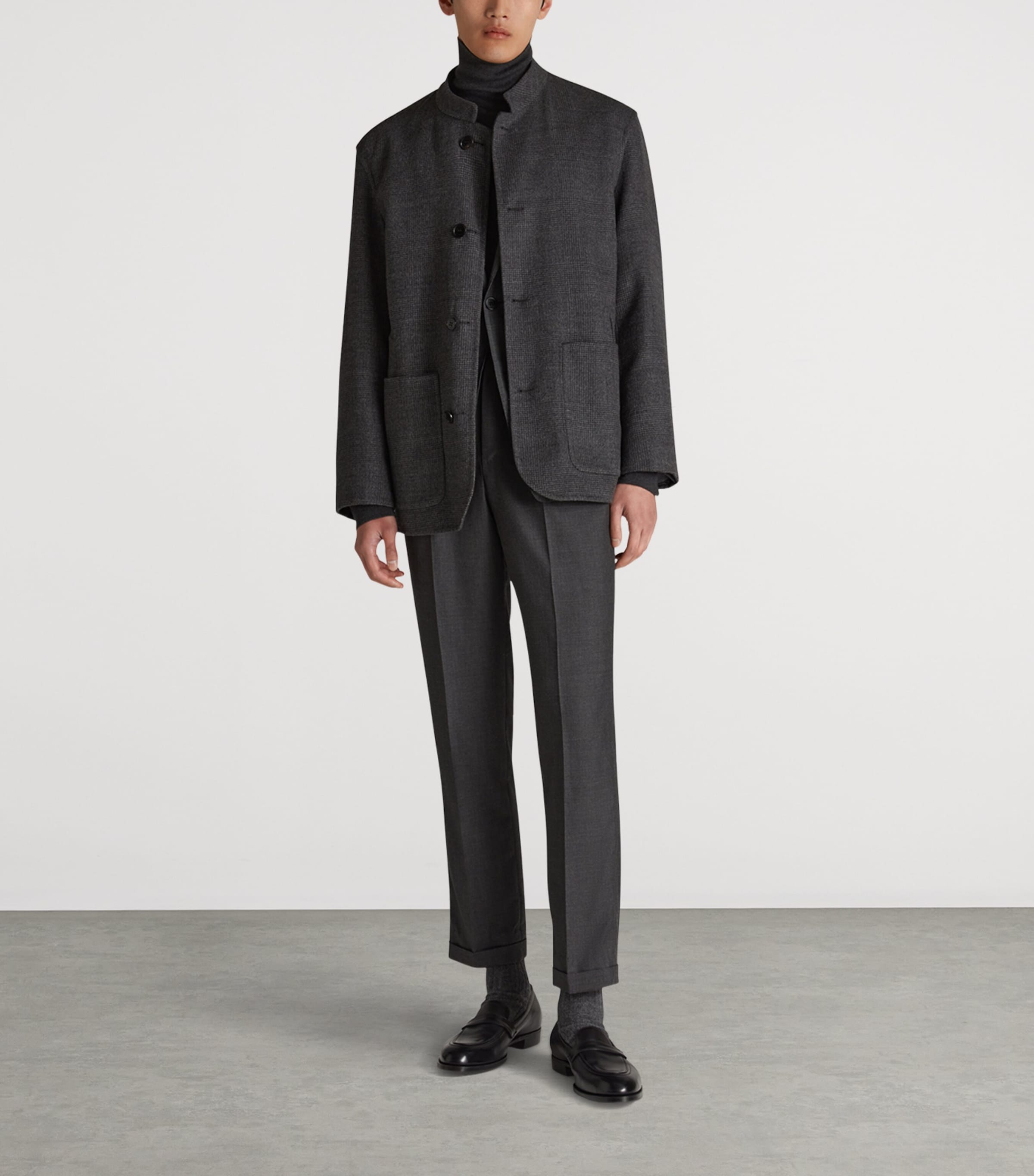 Wool Reversible Double-Faced Driving Jacket 013CHARCOAL MELANGE Image 4